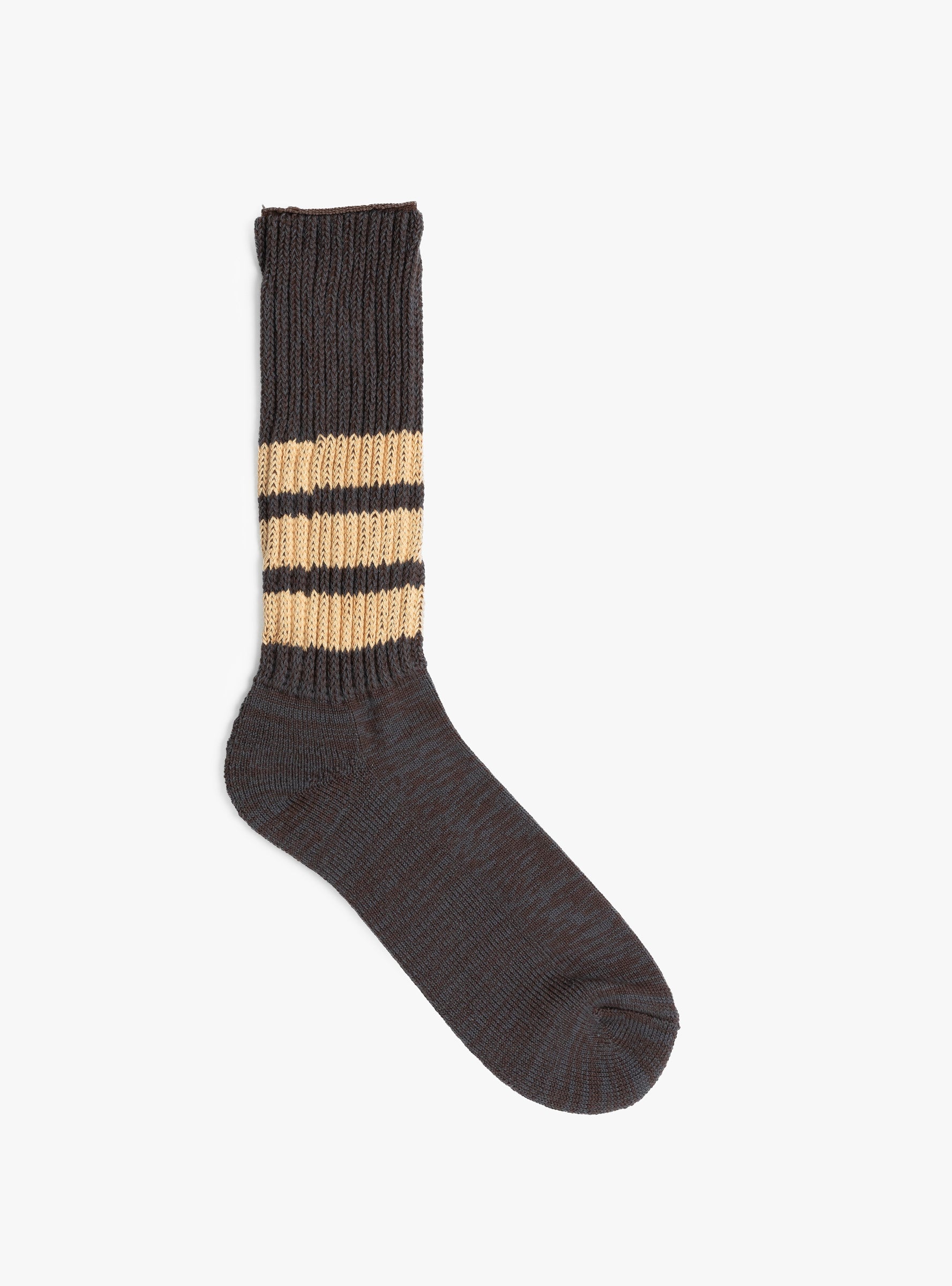 Coarse Ribbed Oldschool Socks Faded Black and Vintage Orange ROTOTO (top view) at Couverture & The Garbstore