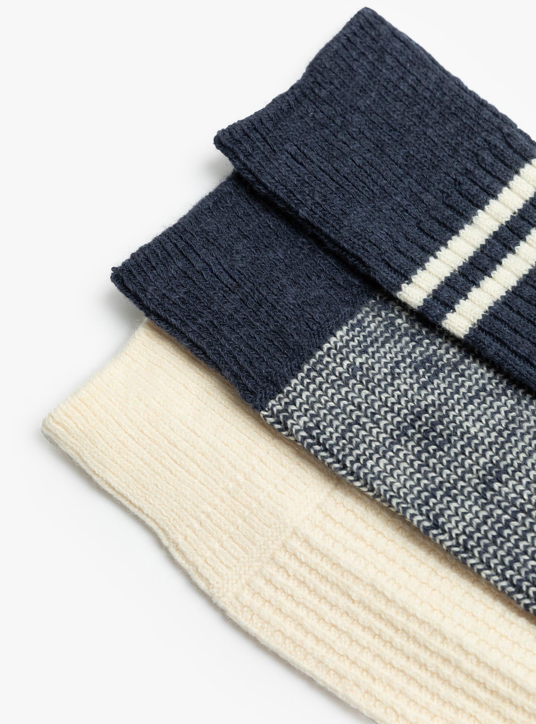 Recycled Cotton and Wool 3 Pack Navy ROTOTO (detail) at Couverture & The Garbstore