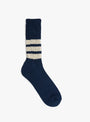 Coarse Ribbed Old School Socks Dark Navy & Ivory ROTOTO (top view) at Couverture & The Garbstore
