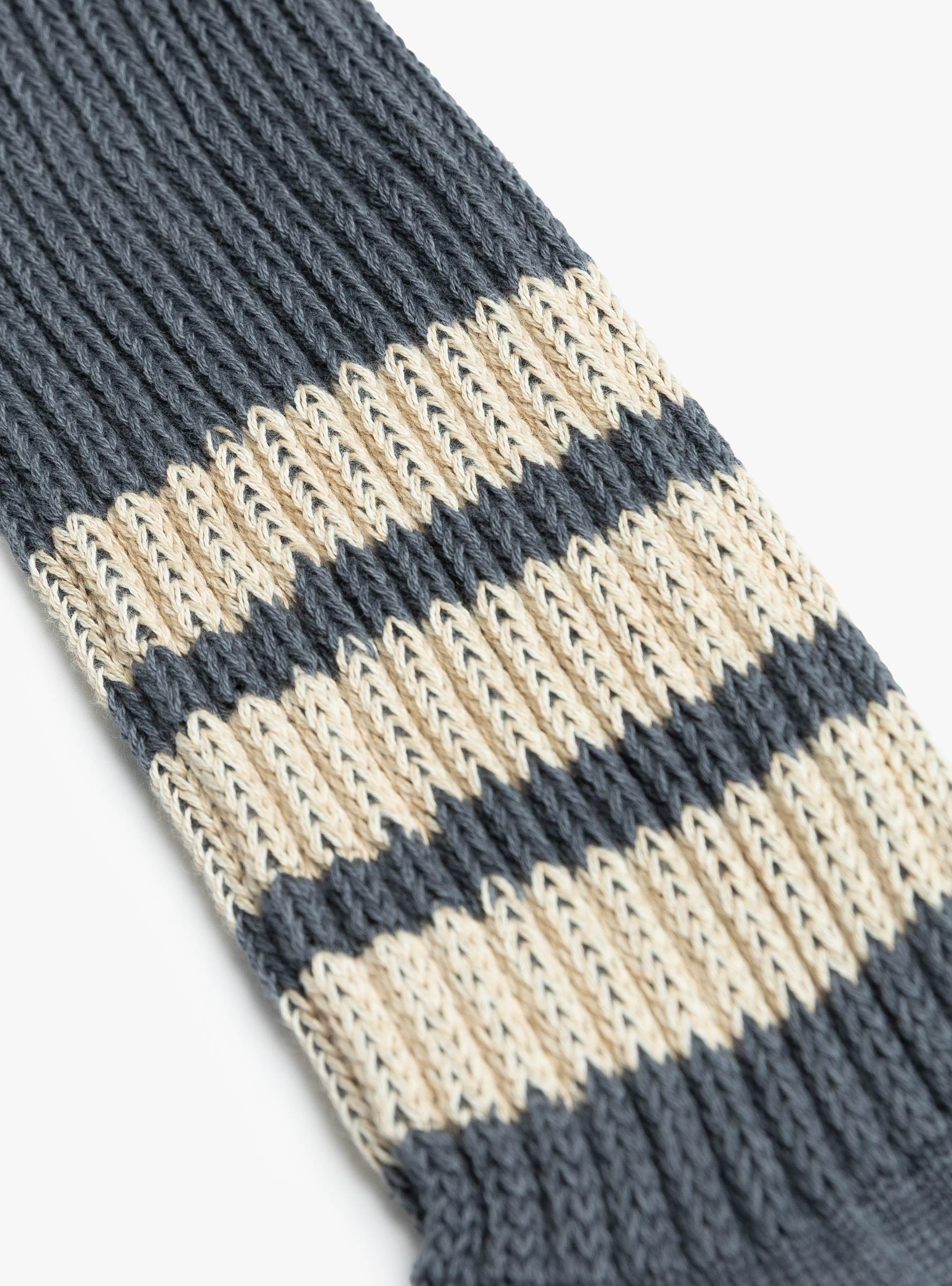 Coarse Ribbed Oldschool Socks Faded Blue and Ivory ROTOTO (rib detail) at Couverture & The Garbstore