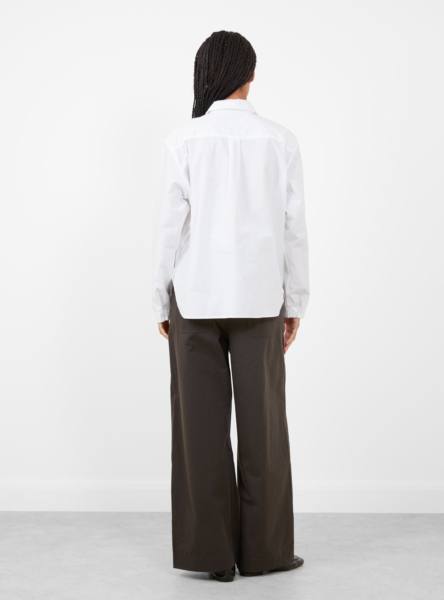 W Eva Shirt White White YMC (model side) at Couverture & The Garbstore