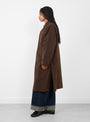 W Tyrell Trench Coat Brown Brown YMC (model side) at Couverture & The Garbstore
