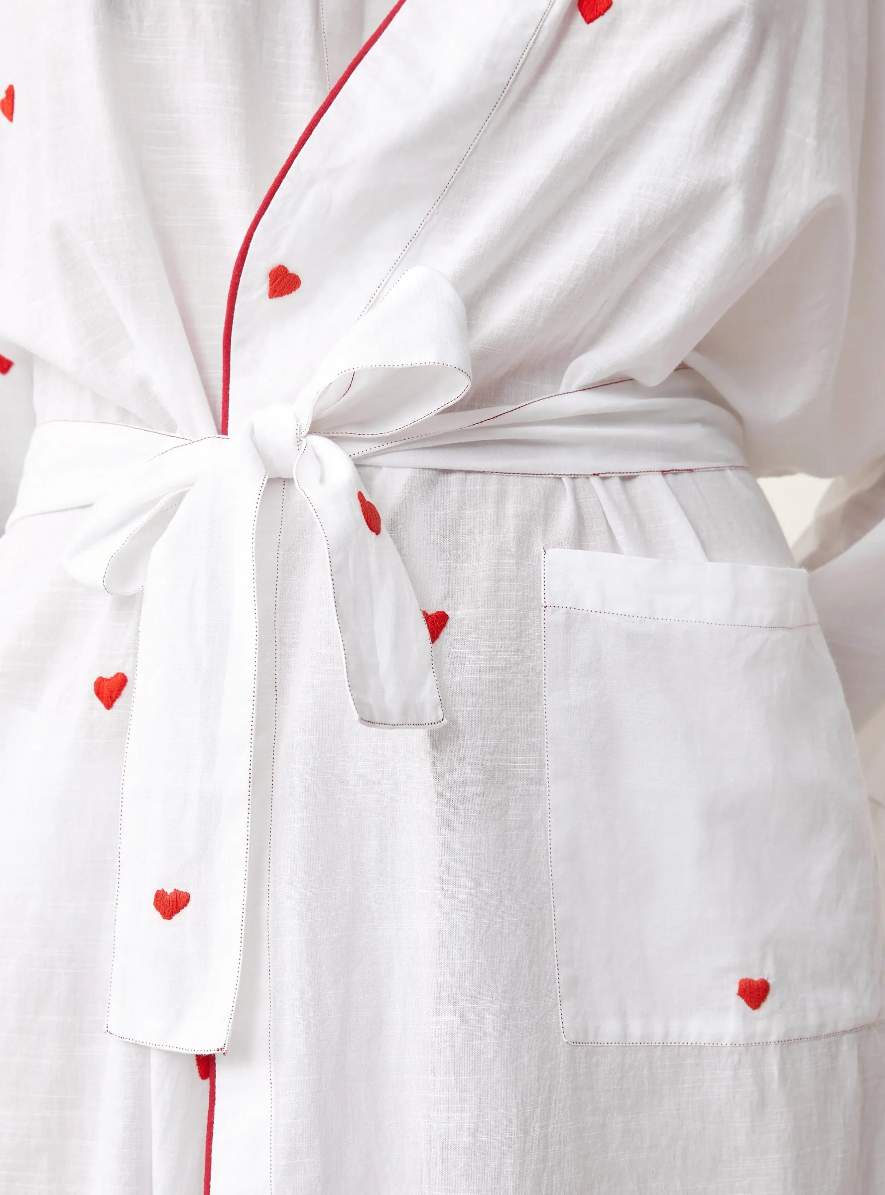 Clark Red Hearts Kimono Red Embroidery Scarlette Atelier (model) at Couverture & The Garbstore