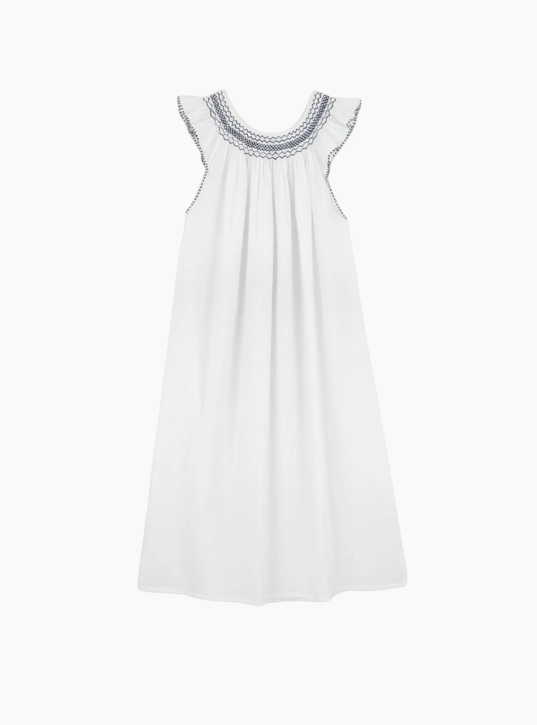 Dona Dress Navy Embroidery White-navy embroidery Scarlette Atelier (front) at Couverture & The Garbstore