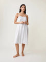 Sara Dress Navy Embroidery White navy embroidery Scarlette Atelier (model) at Couverture & The Garbstore