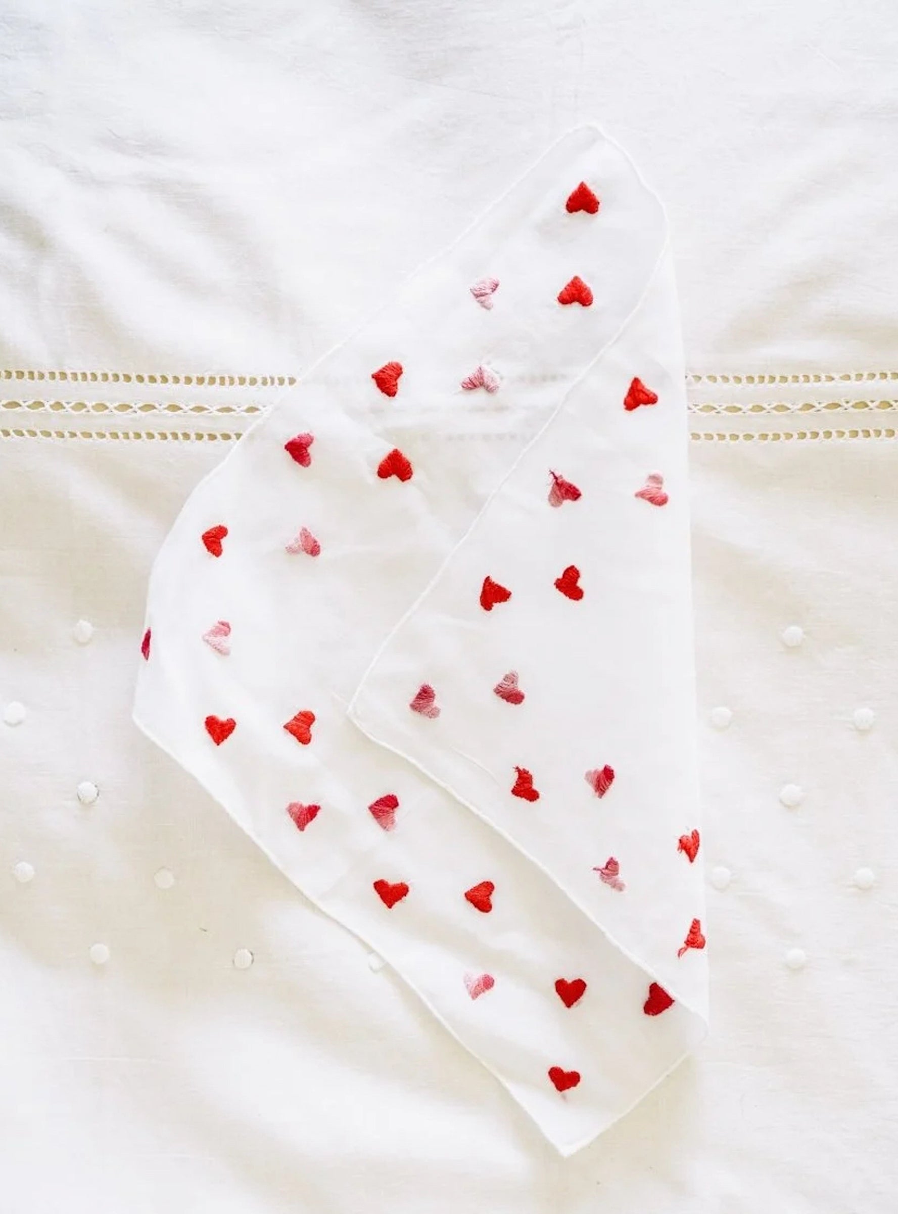 Red Hearts Handkerchief Red Hearts Scarlette Atelier (lifestyle) at Couverture & The Garbstore