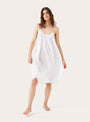 Lucy Night Dress Clover White green embroidery Scarlette Atelier (model) at Couverture & The Garbstore