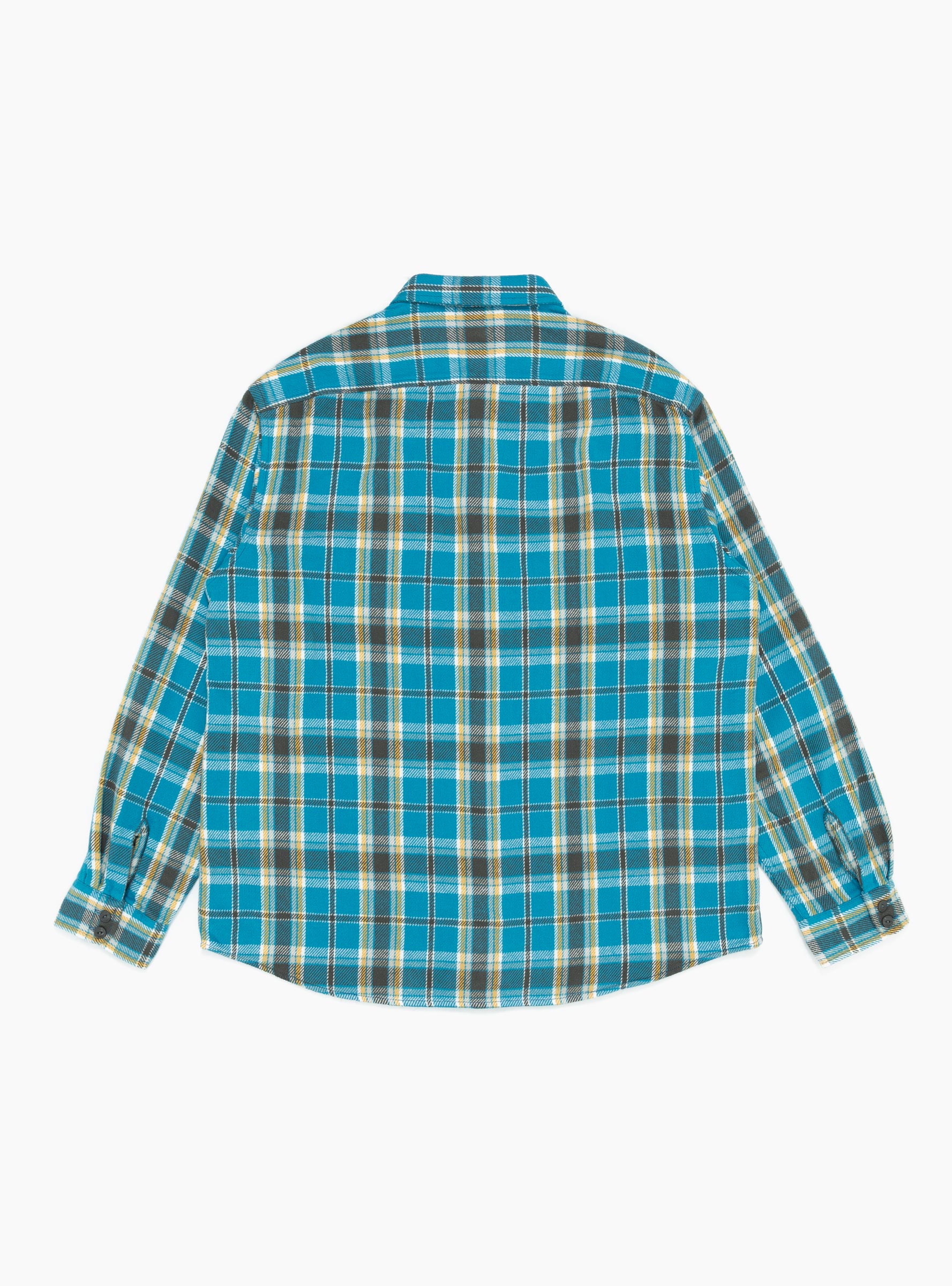 Heavy Flannel Shirt Blue Blue KHAKIS (2020) (Back) at Couverture & The Garbstore