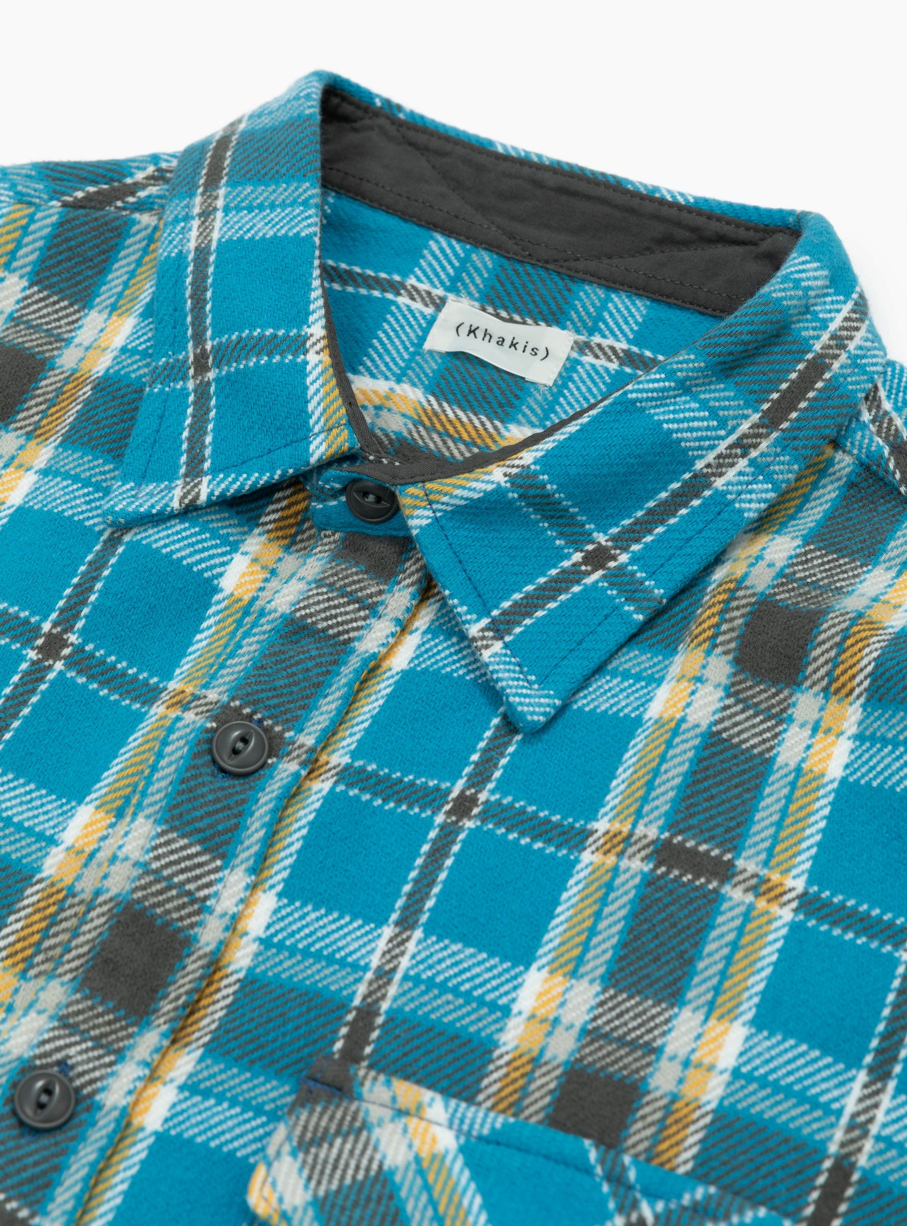 Heavy Flannel Shirt Blue Blue KHAKIS (2020) (Collar Detail) at Couverture & The Garbstore