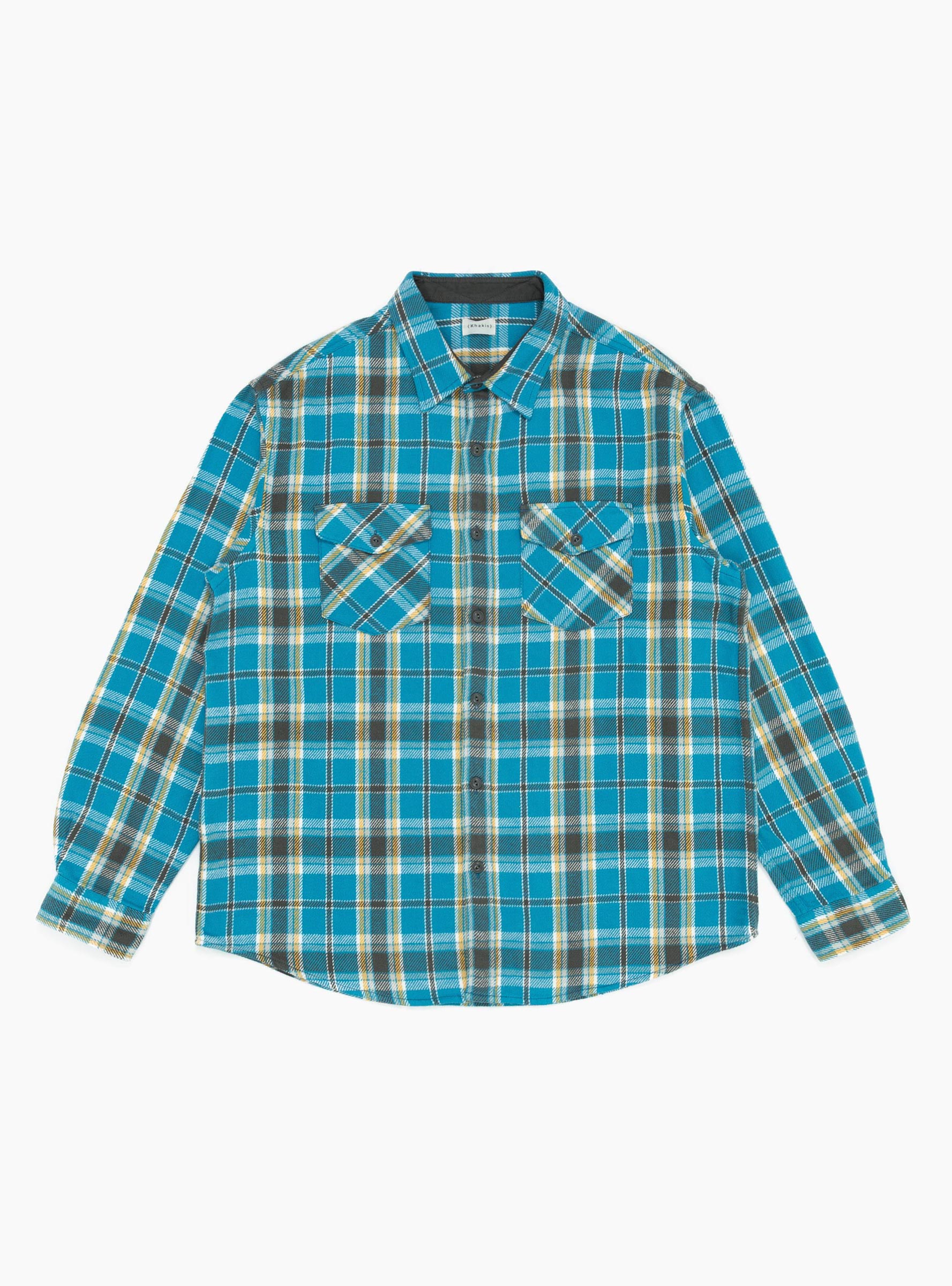 Heavy Flannel Shirt Blue Blue KHAKIS (2020) (Front) at Couverture & The Garbstore