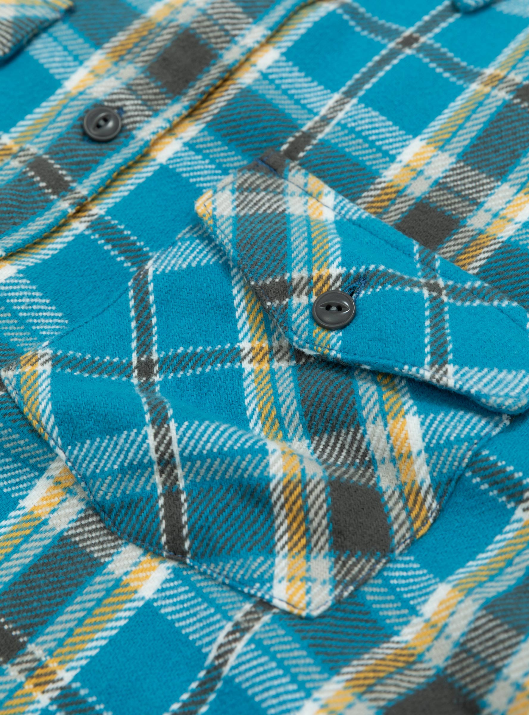 Heavy Flannel Shirt Blue Blue KHAKIS (2020) (Pocket Detail) at Couverture & The Garbstore