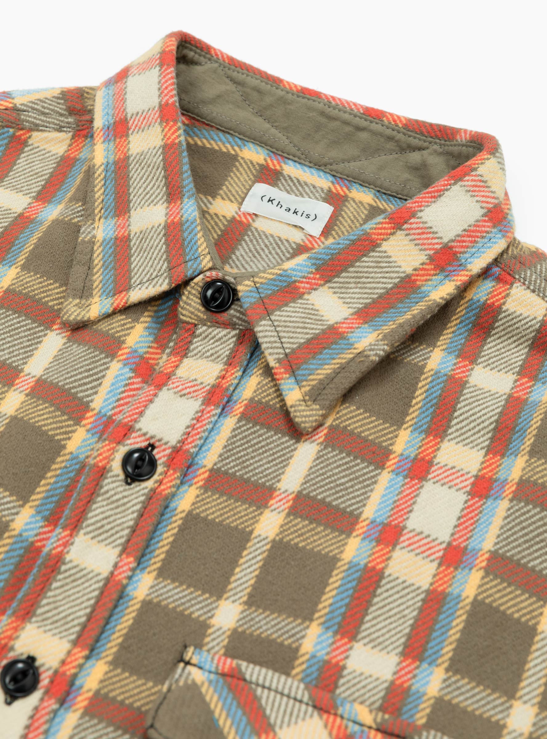 Heavy Flannel Shirt Tan Tan KHAKIS (2020) (Collar Detail) at Couverture & The Garbstore
