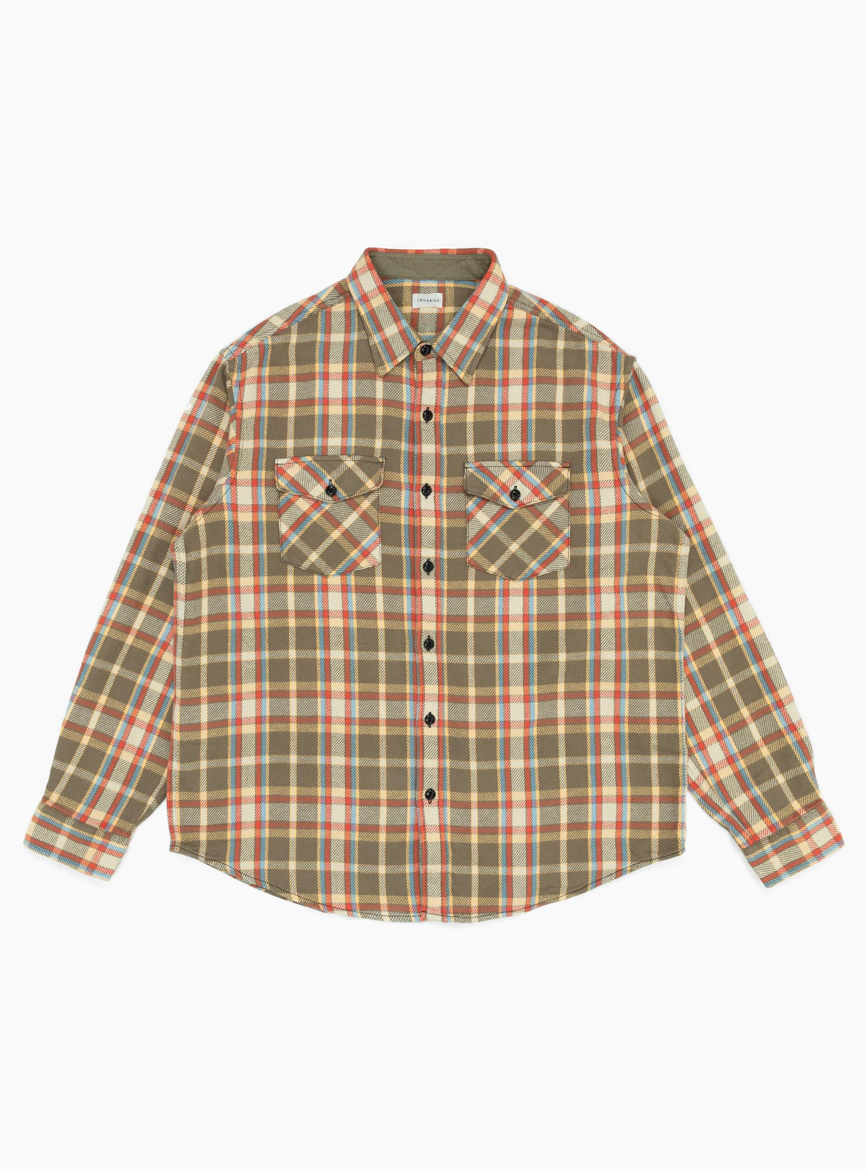 Heavy Flannel Shirt Tan Tan KHAKIS (2020) (Front) at Couverture & The Garbstore