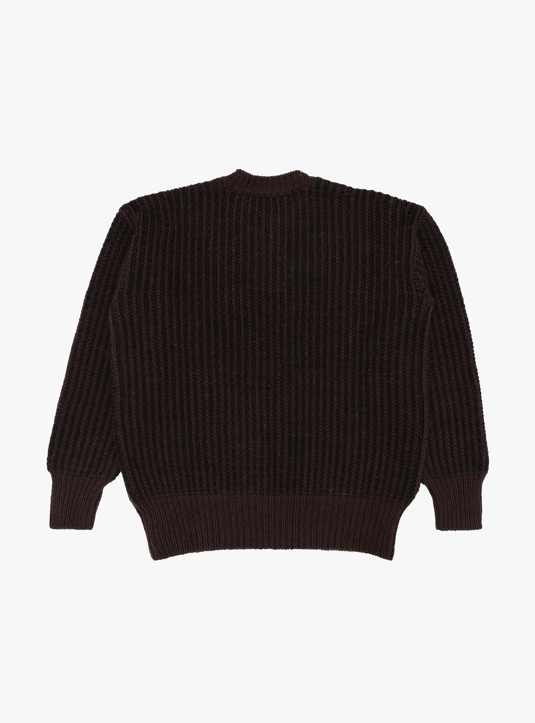 Two Tone Crewneck Sweater Brown Black WYTHE (back) at Couverture & The Garbstore