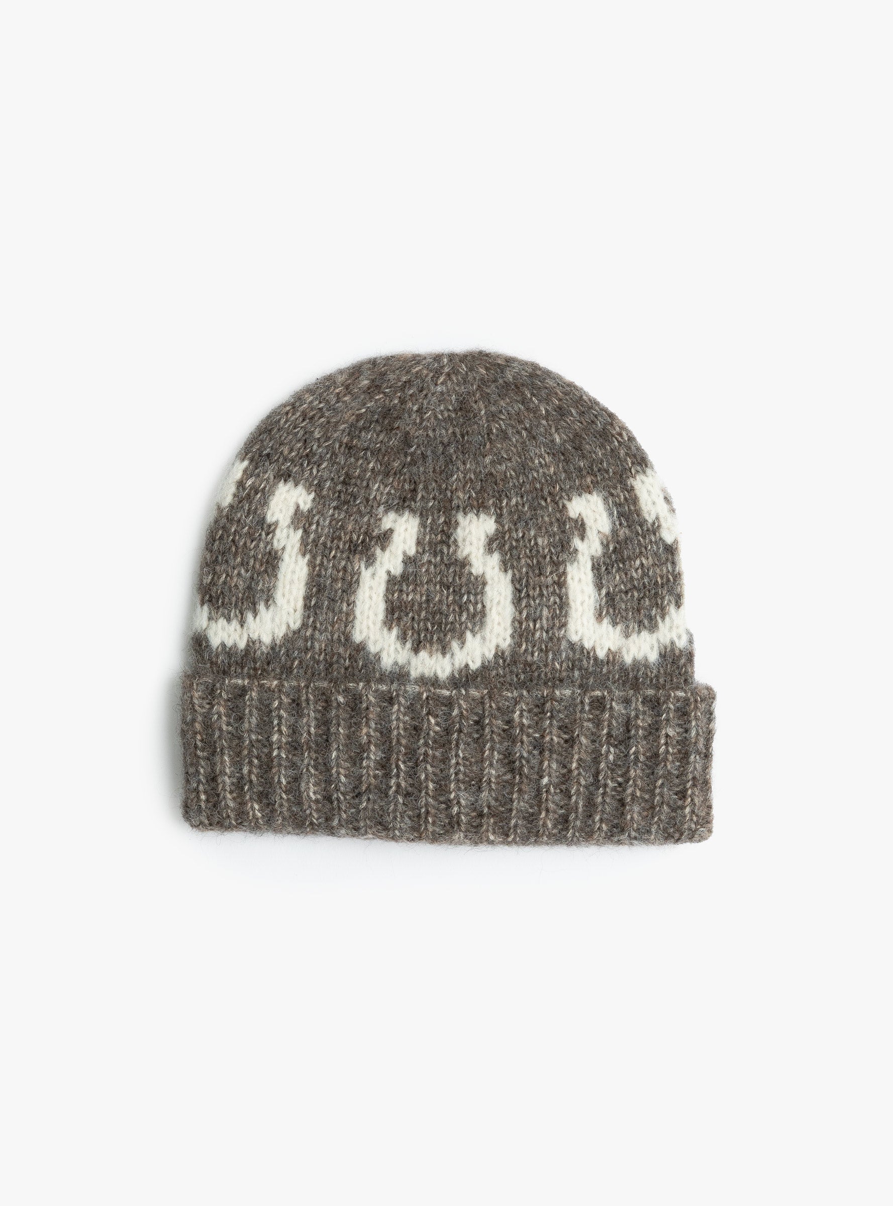 Alpaca Cotton Horseshoe Beanie Charcoal WYTHE (front view) at Couverture & The Garbstore