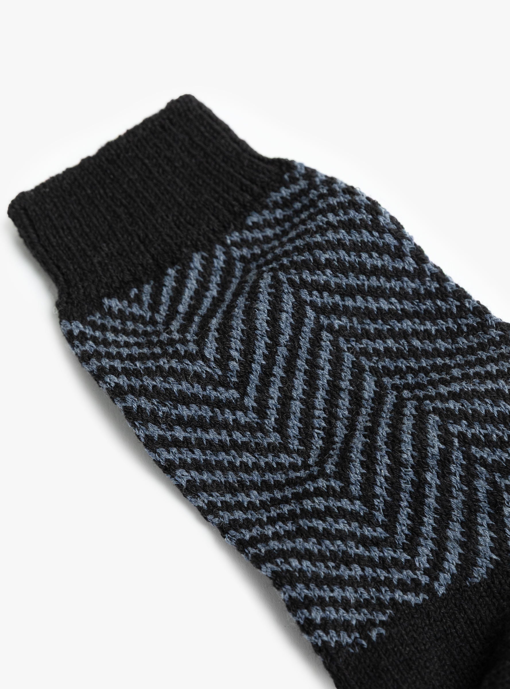 Recycled Wool Herringbone Socks Navy WYTHE (fabric detail) at Couverture & The Garbstore