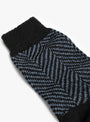 Recycled Wool Herringbone Socks Navy WYTHE (fabric detail) at Couverture & The Garbstore