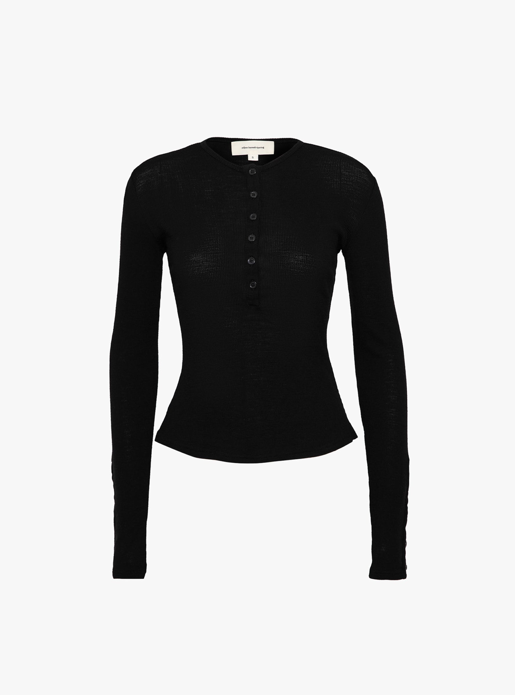 W Long Sleeve Henley T-Shirt Black Rib Black Rib MFPEN (ghost front) at Couverture & The Garbstore
