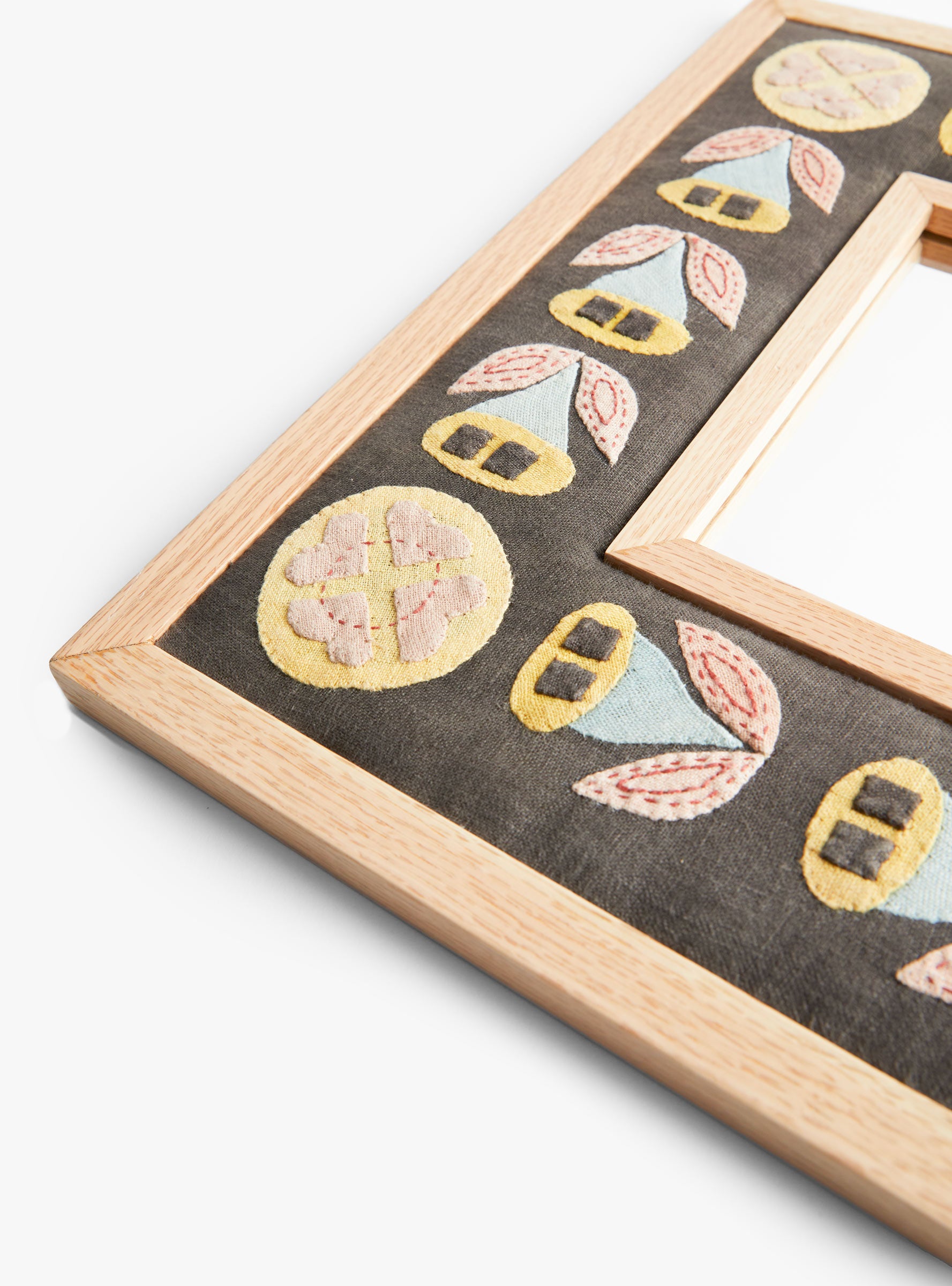 Lotus Mirror BrownYellowPink ANUT CAIRO (embroidery detail) at Couverture & The Garbstore
