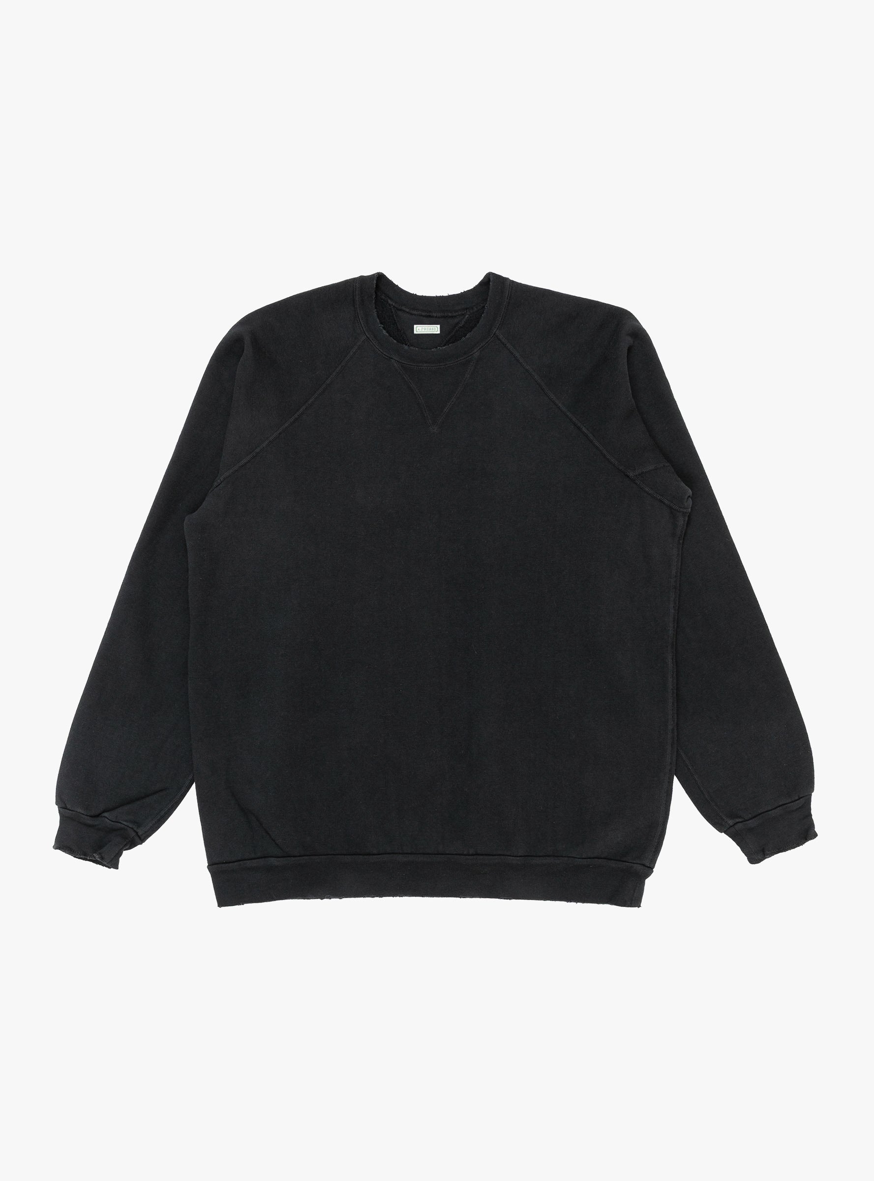 Vintage-Double-V-Sweatshirt-Black-A.PRESSE-(front) at Couverture & The Garbstore