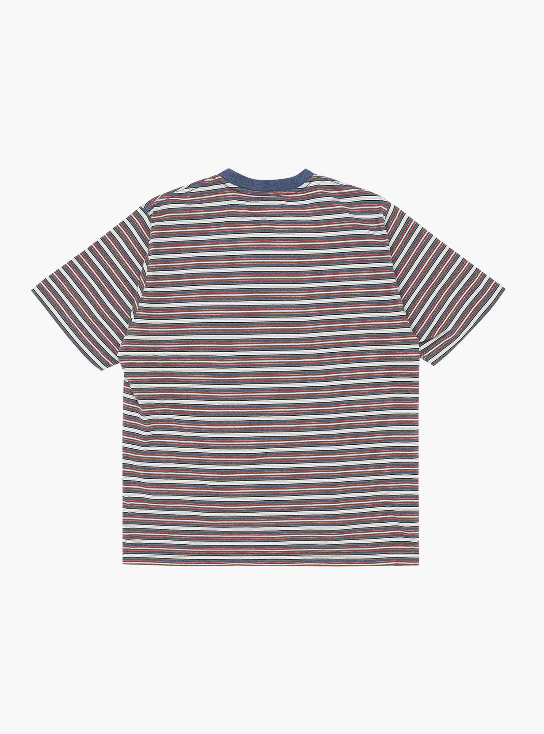 Pocket Tee Multi Stripe Blue BEAMS PLUS (back) at Couverture & The Garbstore