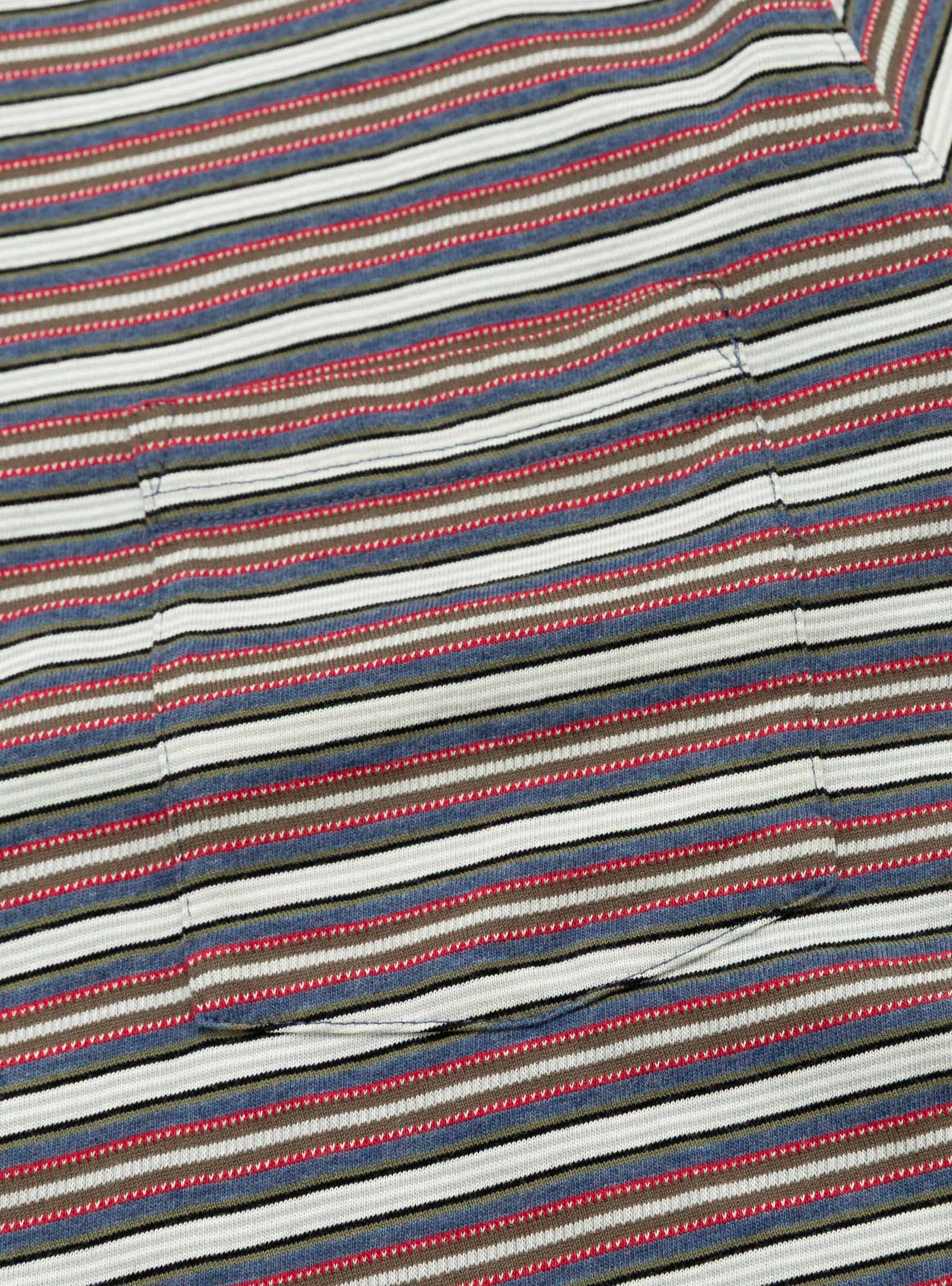 Pocket Tee Multi Stripe Blue BEAMS PLUS (pocket detail) at Couverture & The Garbstore