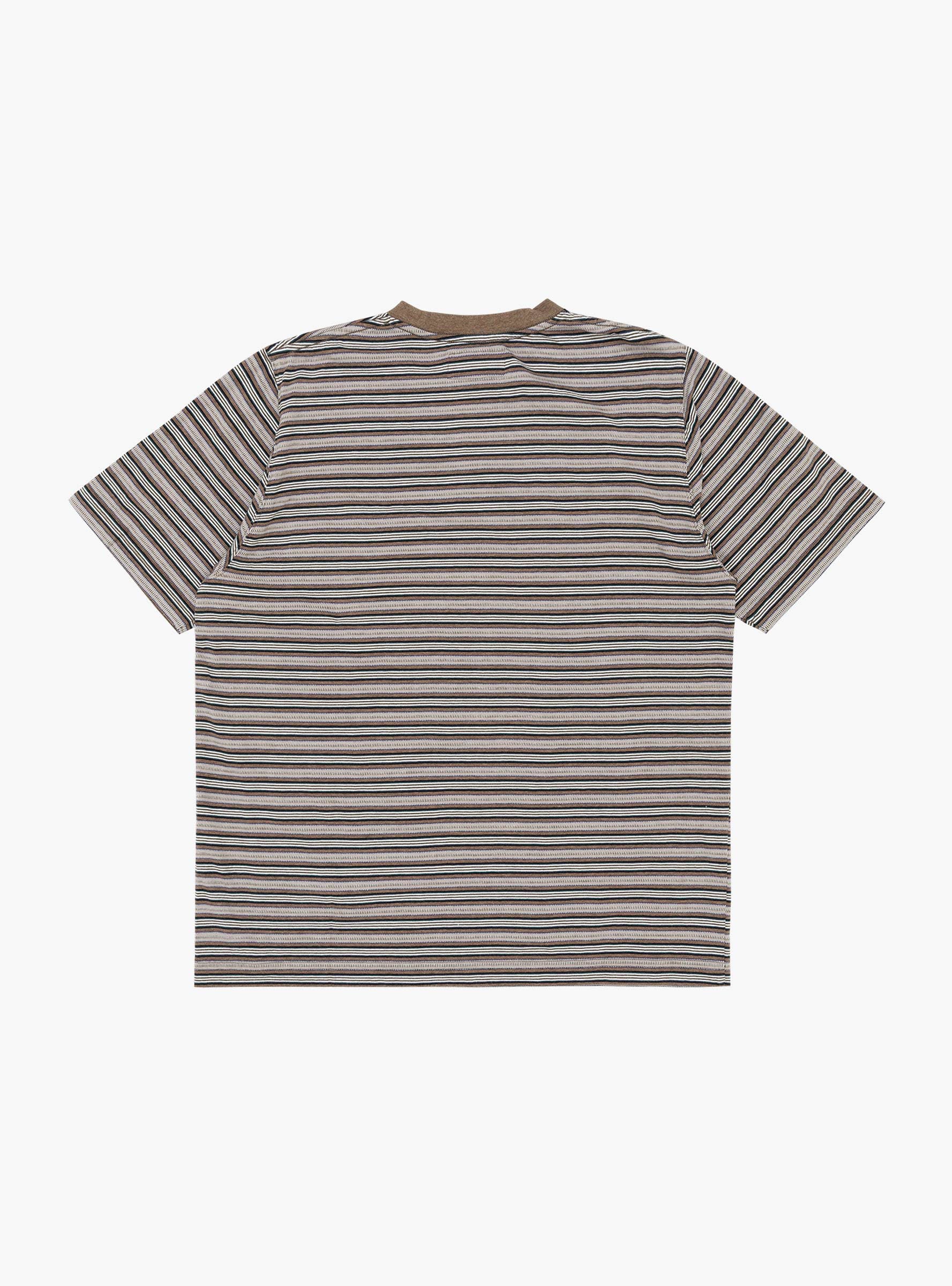 Pocket Tee Multi Stripe Brown BEAMS PLUS (back) at Couverture & The Garbstore