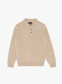 Knit Polo Nep 9G Beige BEAMS PLUS (front) at Couverture & The Garbstore