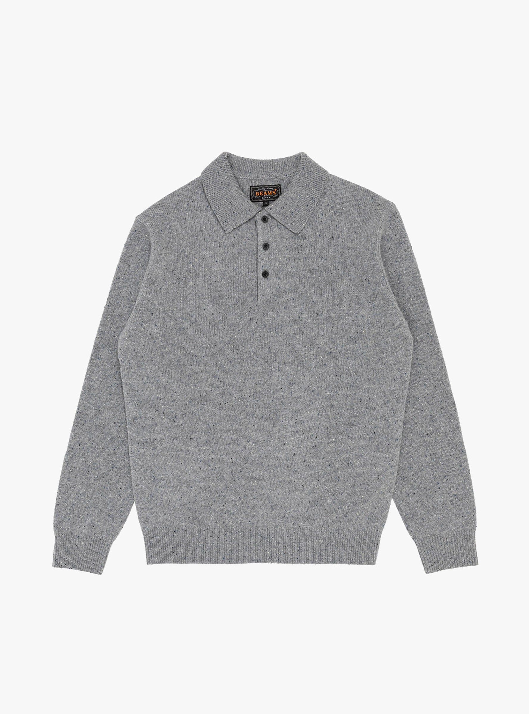 Knit Polo Nep 9G Ice Blue BEAMS PLUS (front) at Couverture & The Garbstore