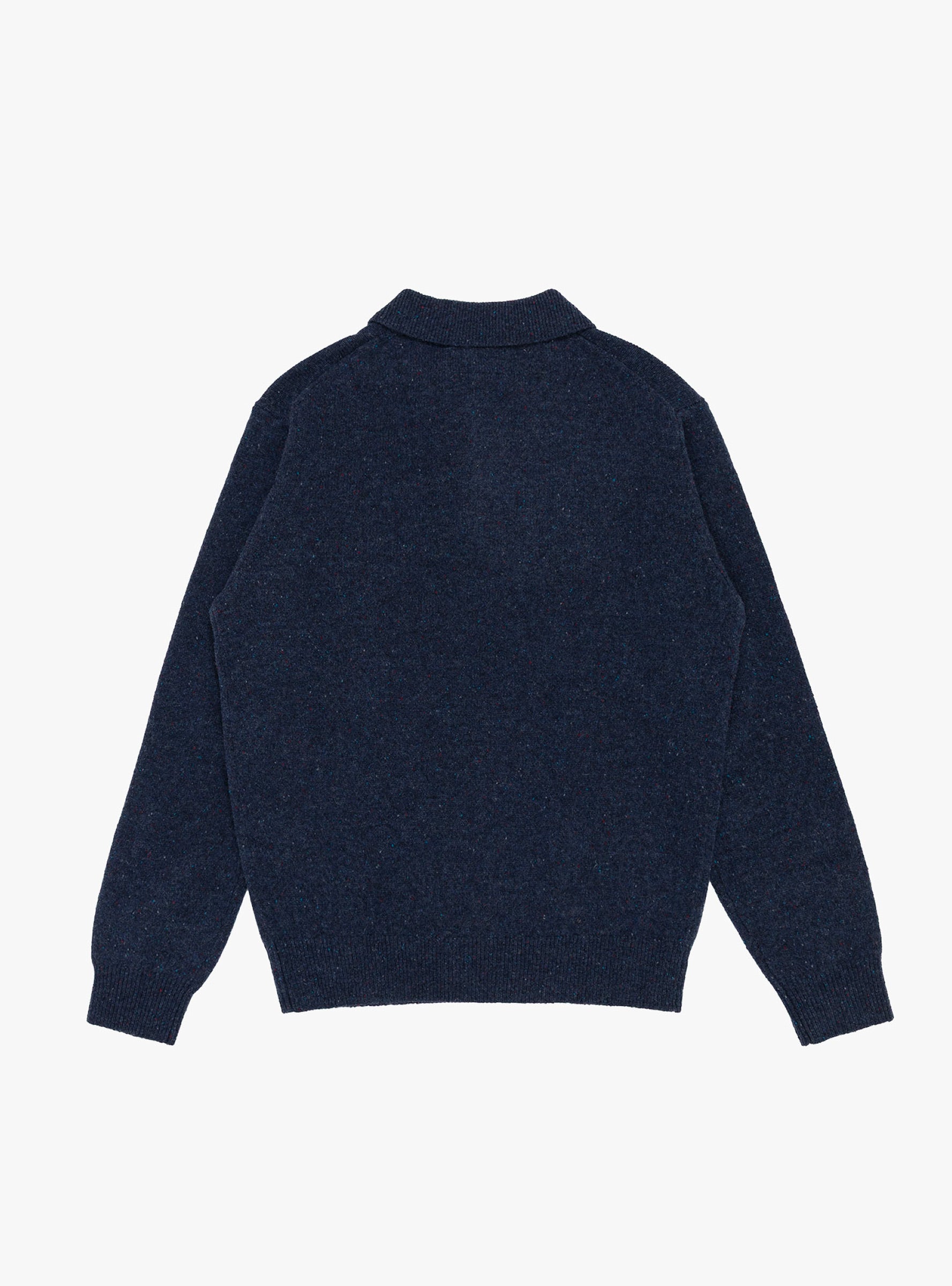 Knit Polo Nep 9G Navy BEAMS PLUS (back) at Couverture & The Garbstore