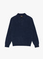 Knit Polo Nep 9G Navy BEAMS PLUS (front) at Couverture & The Garbstore