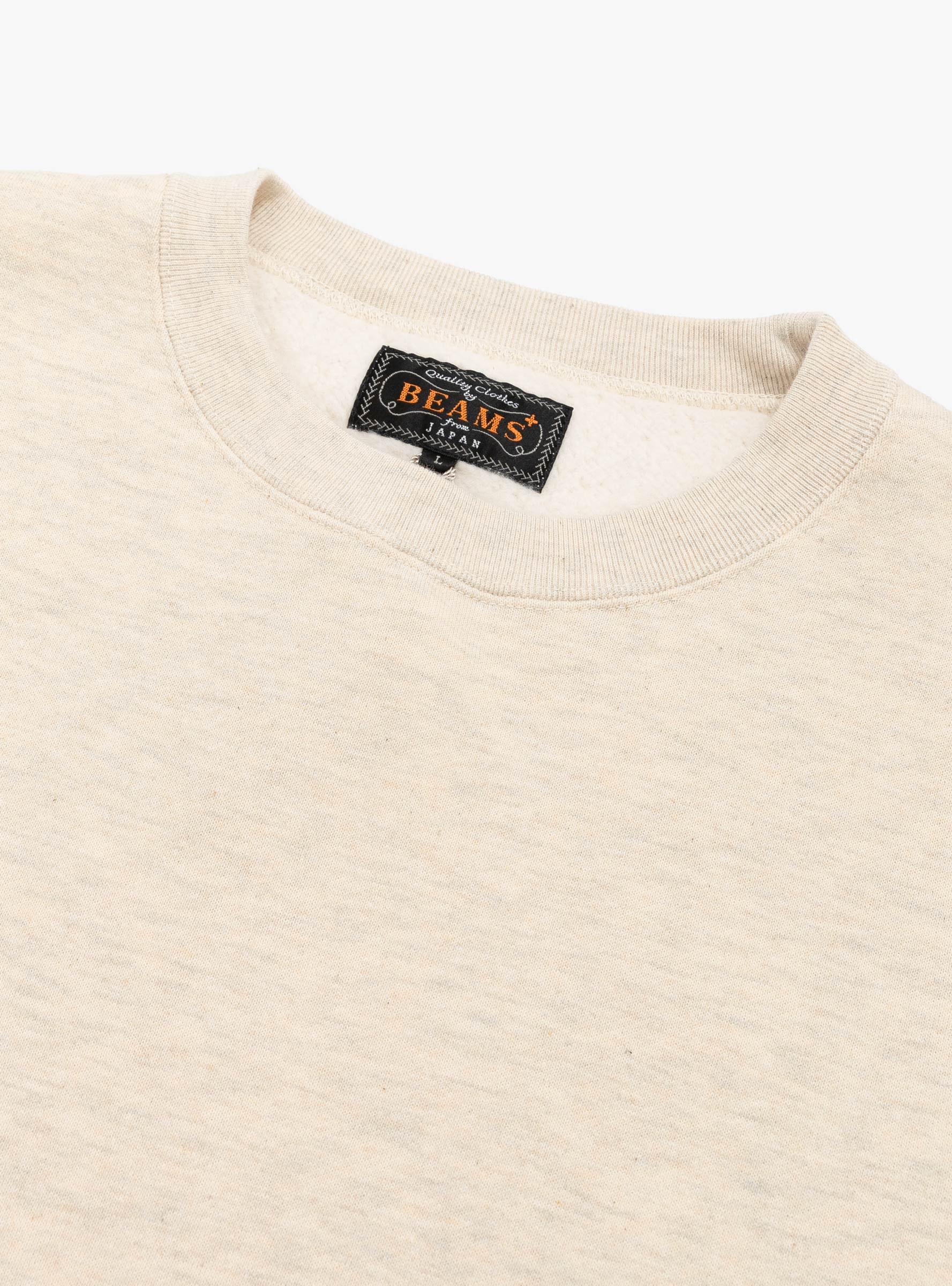 Sweat Crew Raised Back Oatmeal BEAMS PLUS (colalr detail) at Couverture & The Garbstore