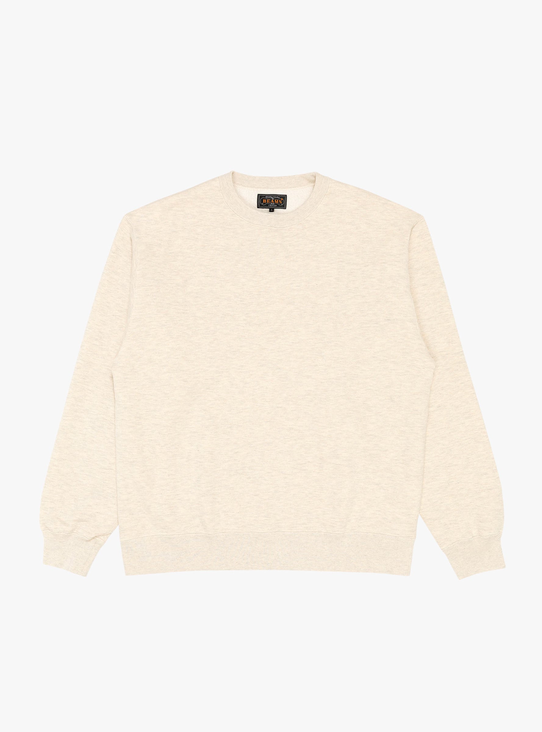 Sweat Crew Raised Back Oatmeal BEAMS PLUS (front) at Couverture & The Garbstore
