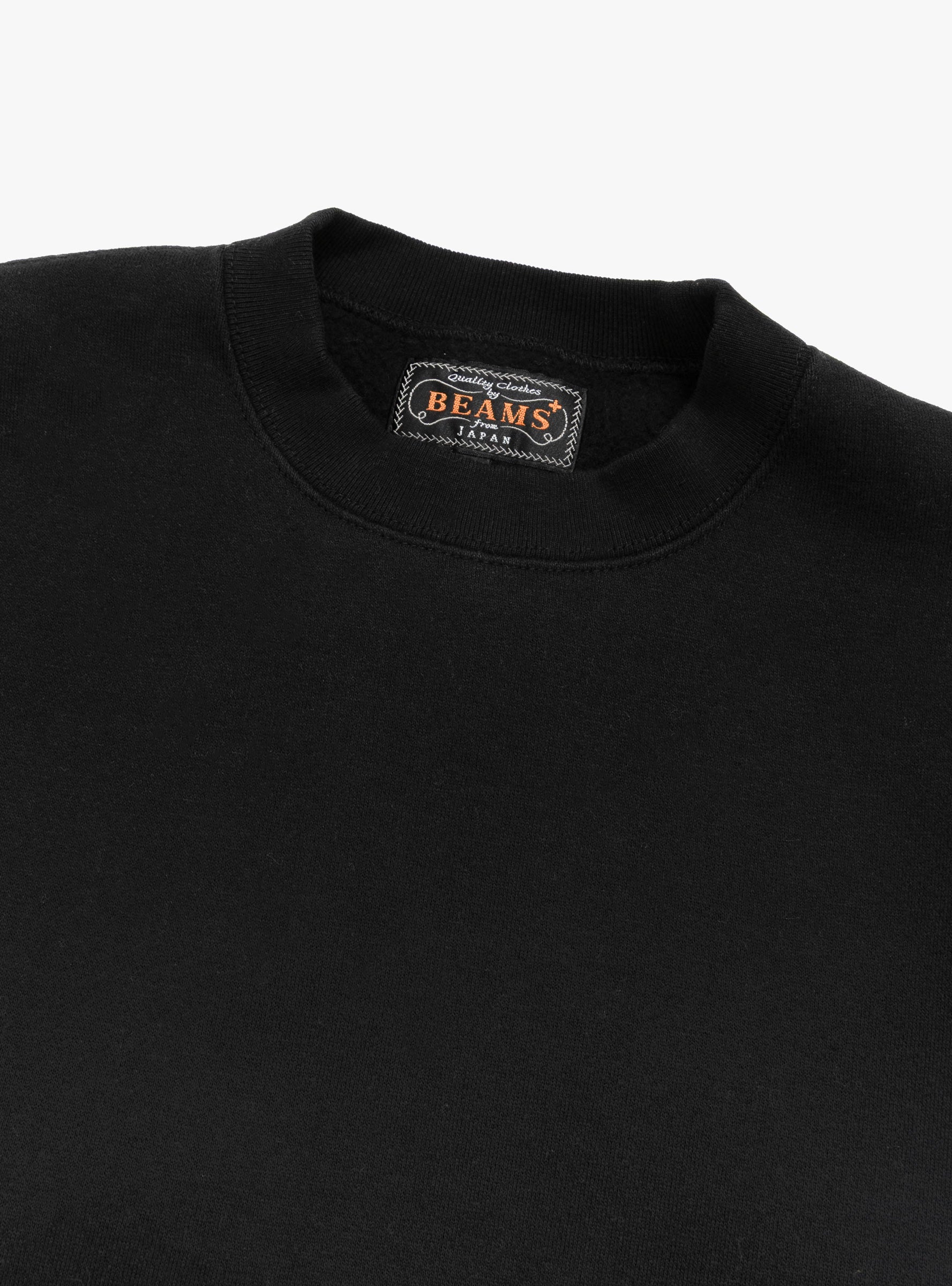 Sweat Crew Raised Back Black BEAMS PLUS (collar detail) at Couverture & The Garbstore