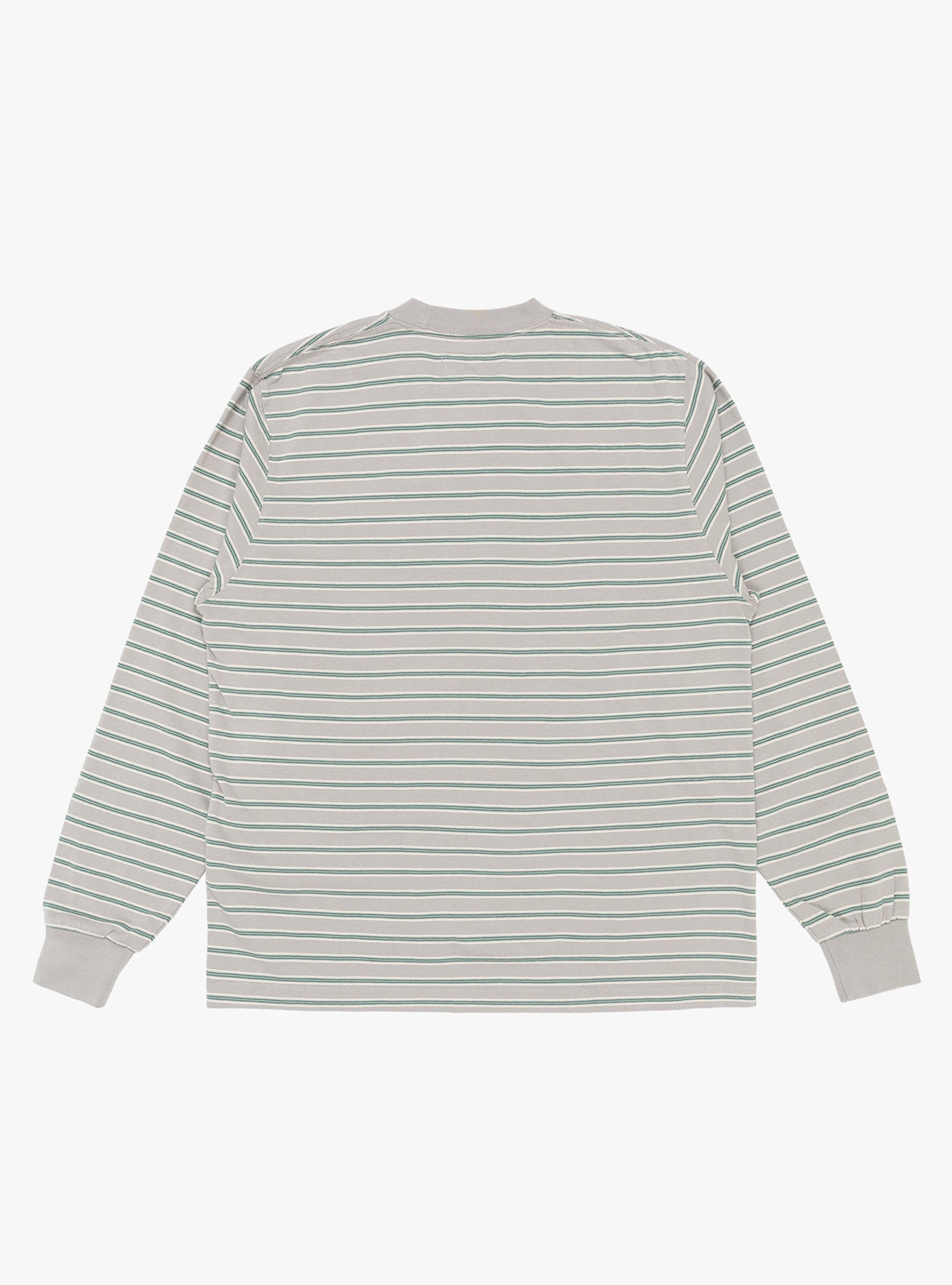 Pocket Tee Interlock Stripe Grey BEAMS PLUS (back) at Couverture & The Garbstore