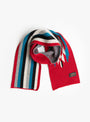 Muffler Jacquard Native Pattern Red BEAMS PLUS (top view) at Couverture & The Garbstore