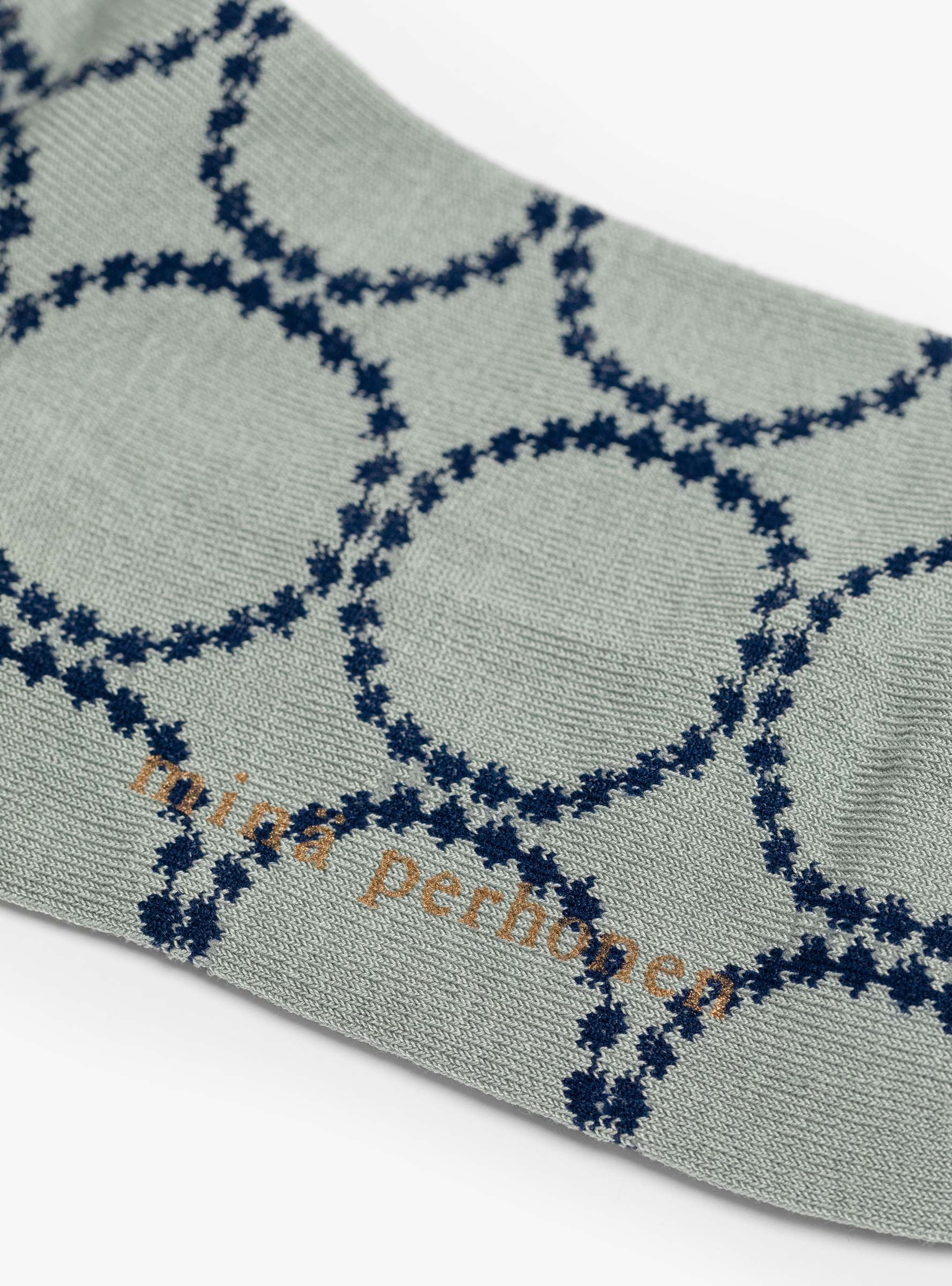 Tambourine Socks Grey Grey Mina Perhonen (logo detail) at Couverture & The Garbstore
