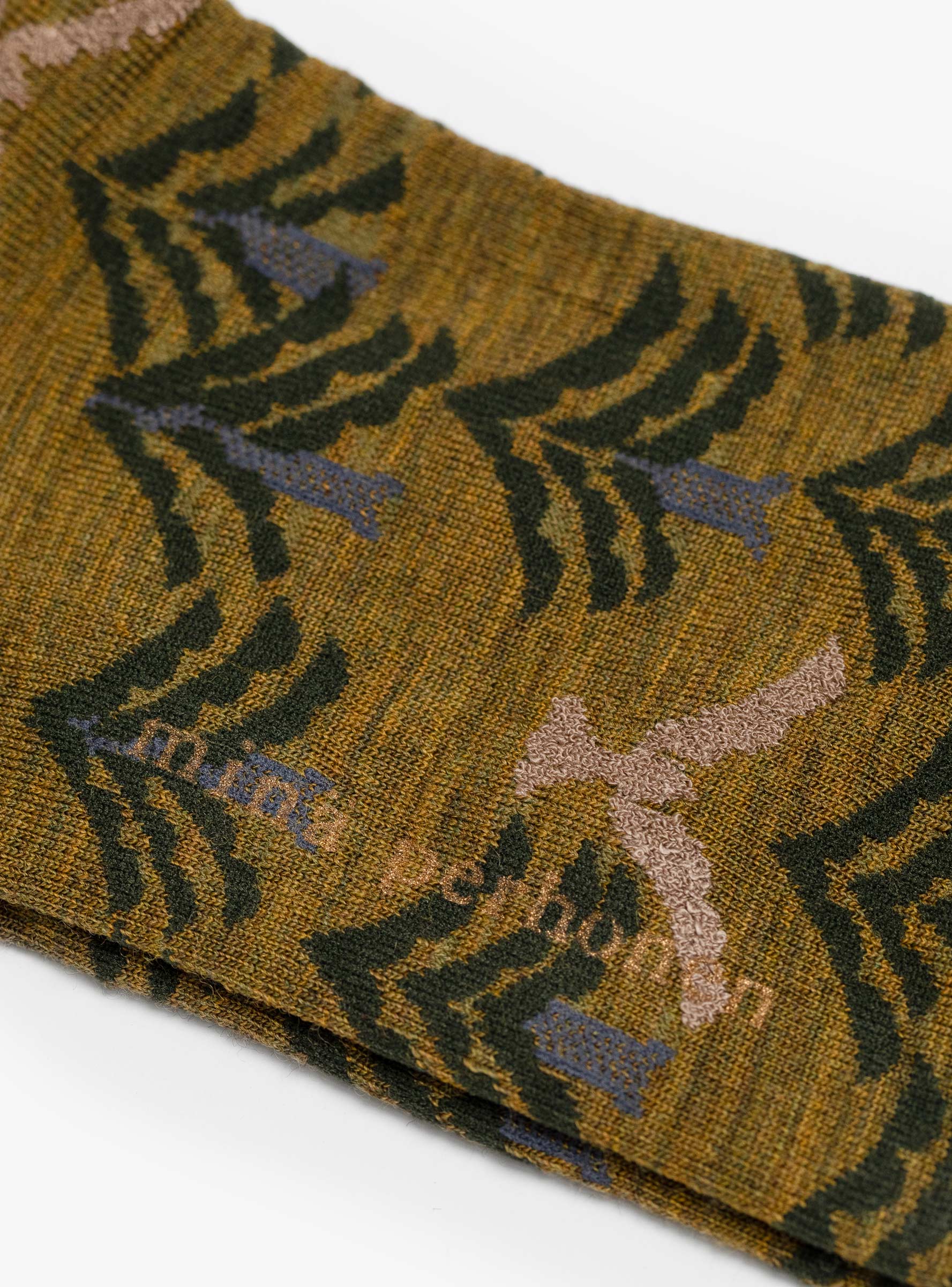 Wing Tree Socks Khaki Khaki Mina Perhonen (logo detail) at Couverture & The Garbstore