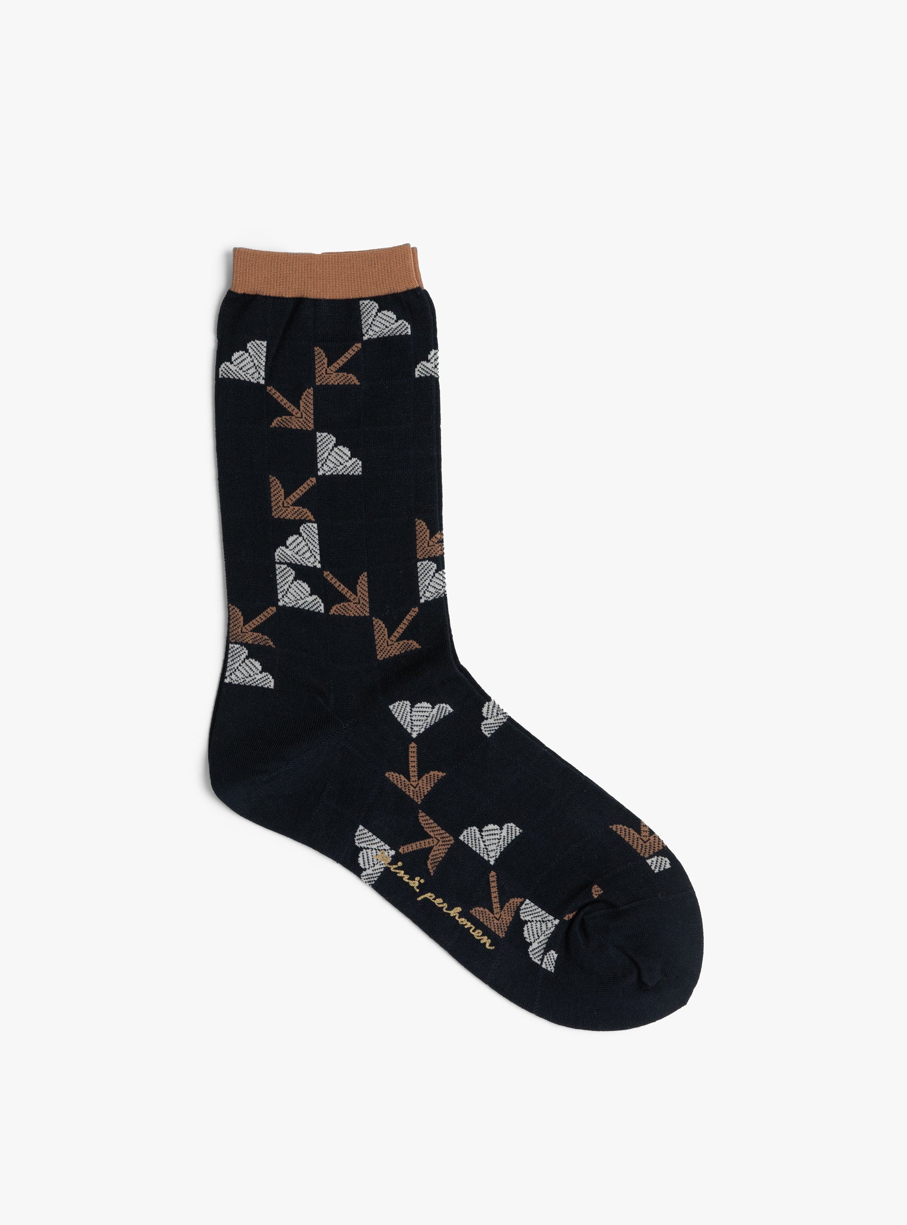 Blow Bloom Socks Navy Navy Mina Perhonen (top view) at Couverture & The Garbstore