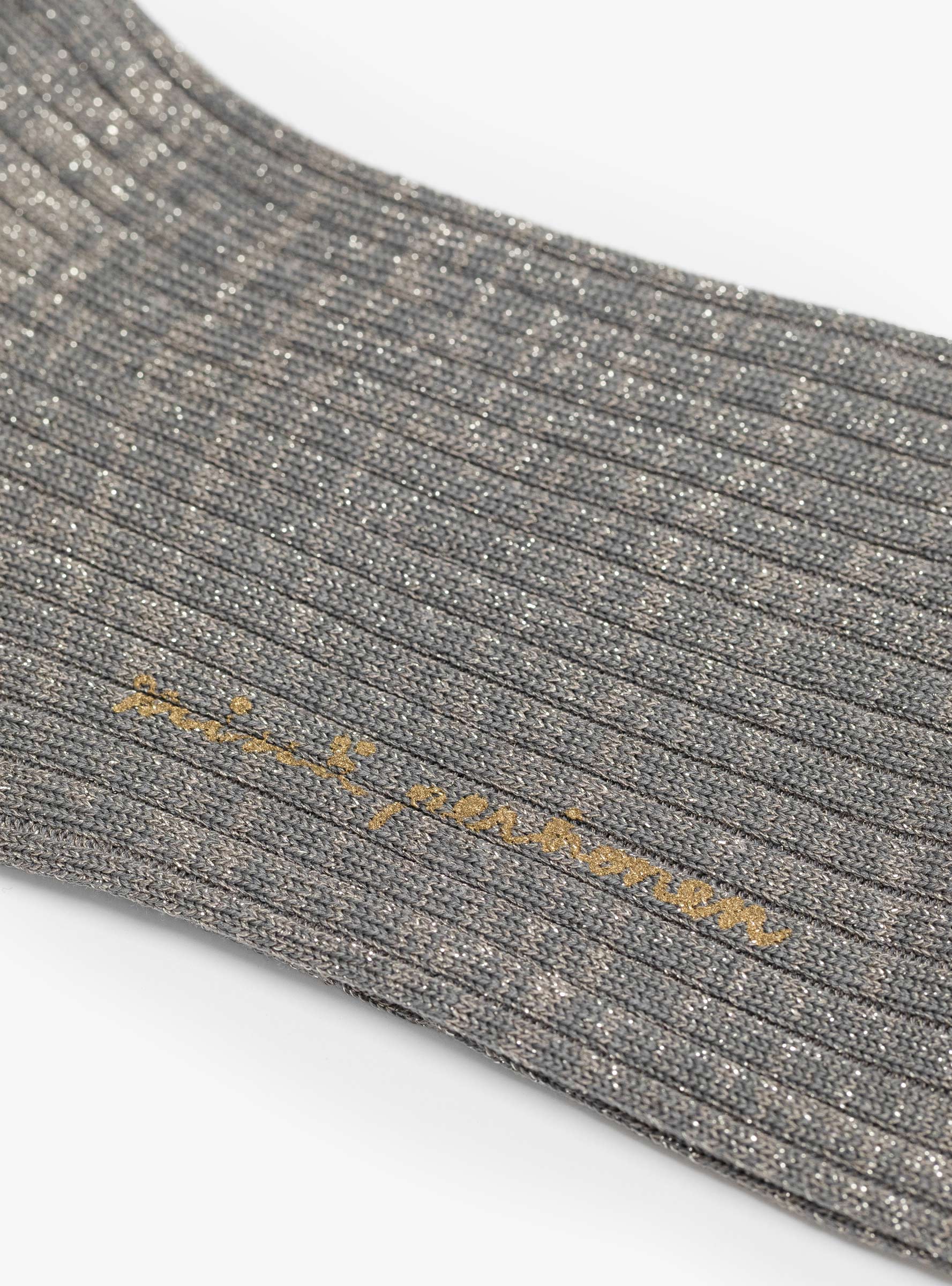 Utu Socks Grey Grey Mina Perhonen (logo detail) at Couverture & The Garbstore