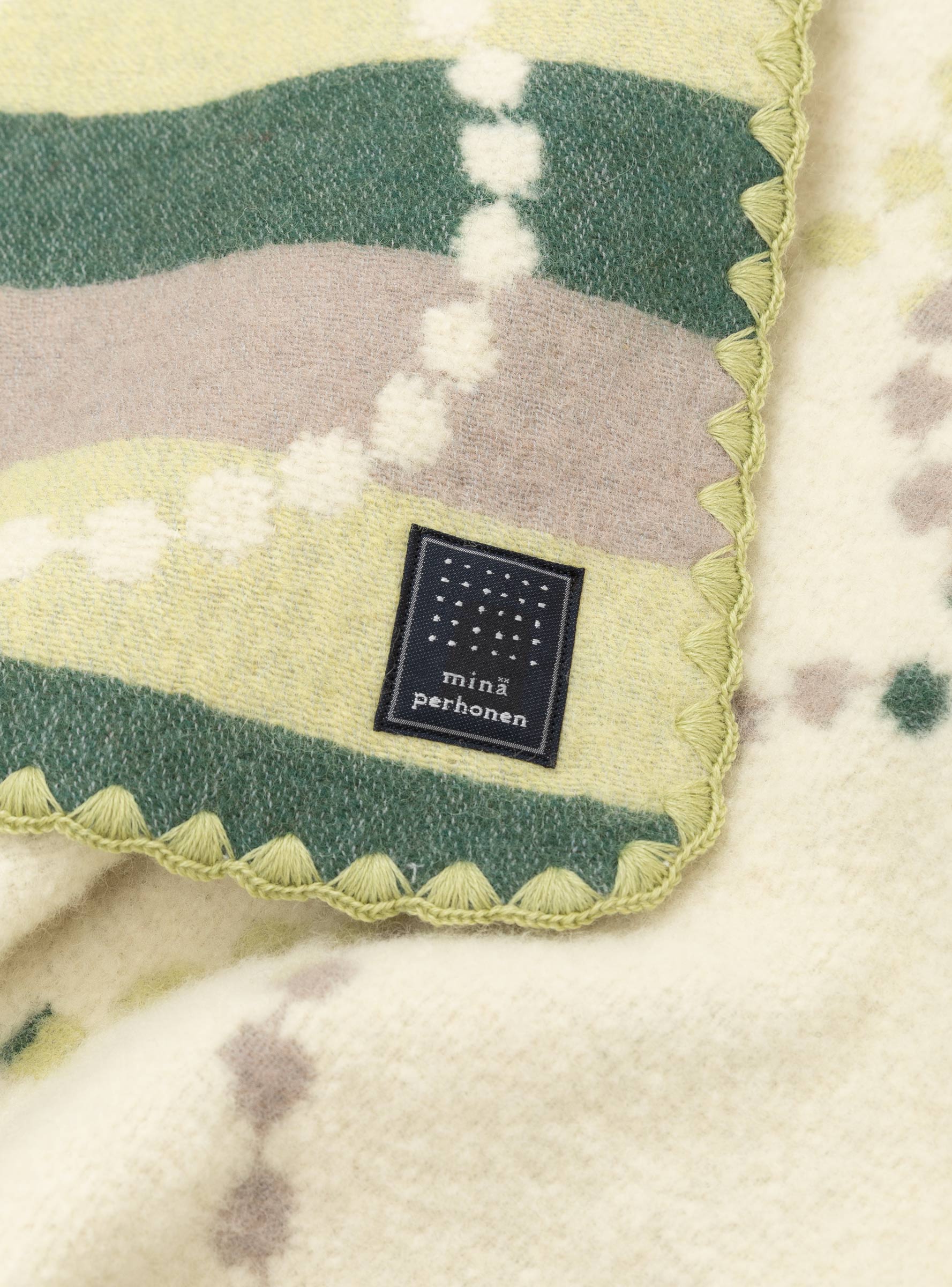 Tambourine Border Blanket Yellow Mix Yellow Mix MINA PERHONEN (label detail) at Couverture & The Garbstore