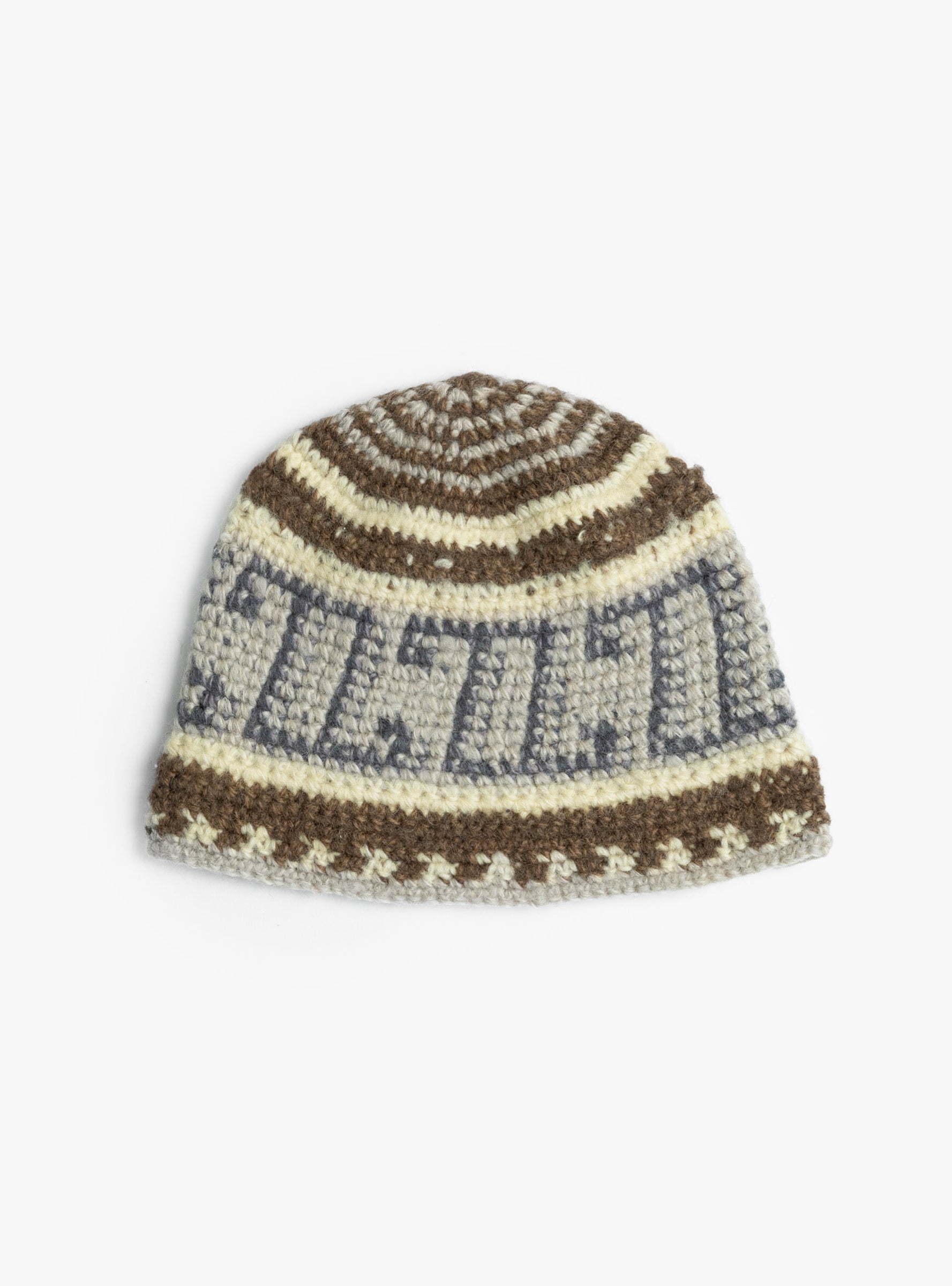 Fine Hand Knit Bucket Hat Off Mix SUBLIMEROE (Front) at Couverture & The Garbstore