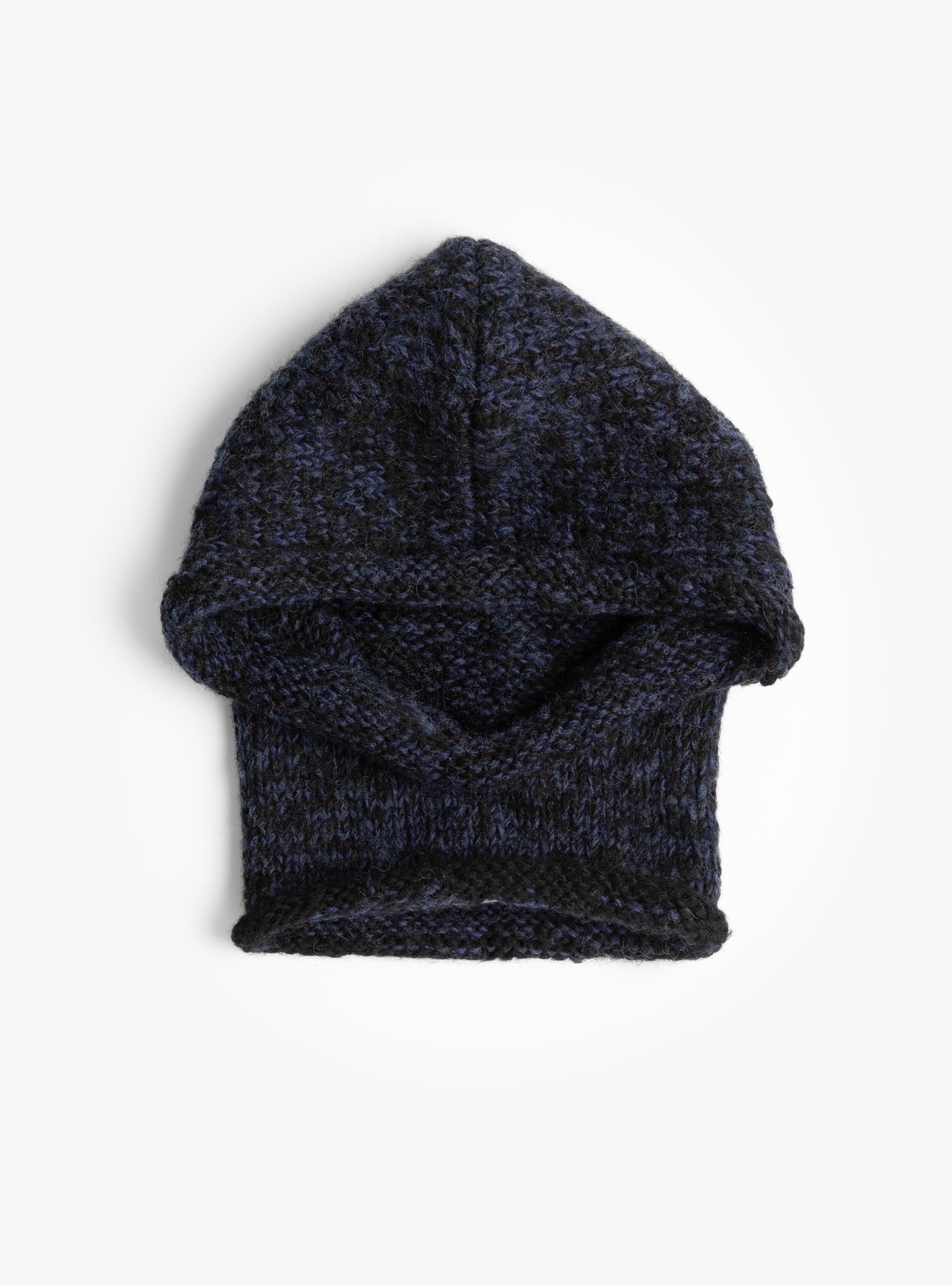 Hand Knit Line Balaclava Black Mix SUBLIMEROE (front view) at Couverture & The Garbstore