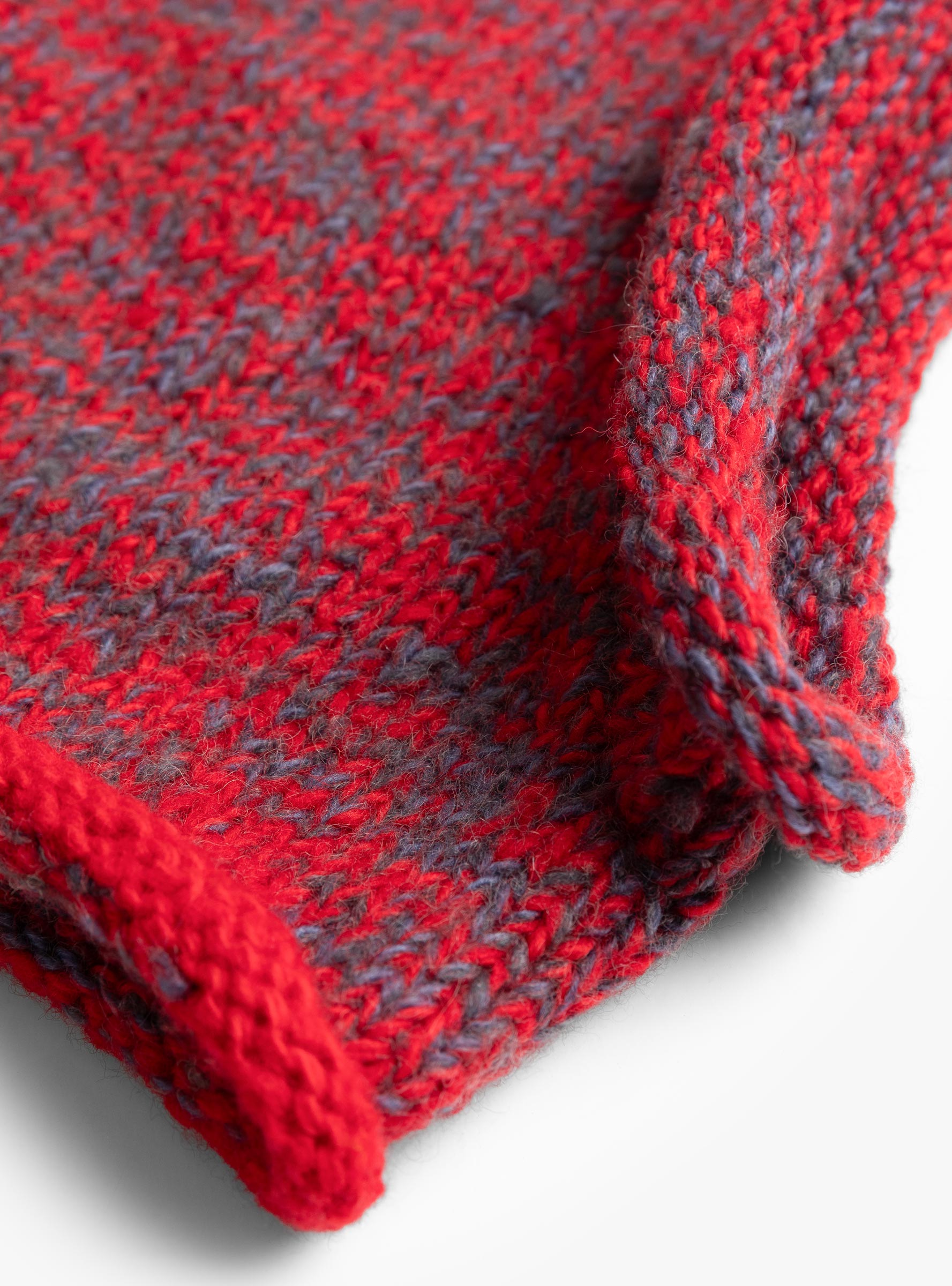 Hand Knit Line Balaclava Red Mix SUBLIMEROE (fabric detail) at Couverture & The Garbstore