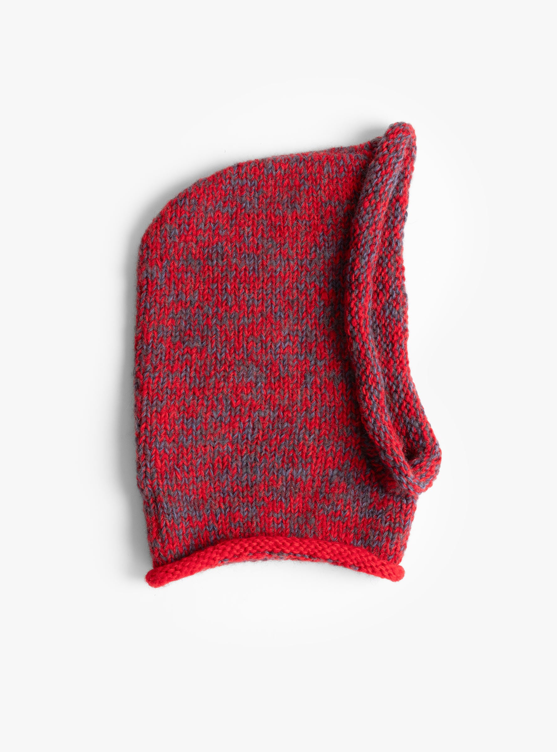 Hand Knit Line Balaclava Red Mix SUBLIMEROE (side view) at Couverture & The Garbstore