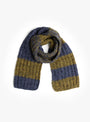 Hand Knit Long Muffler Navy & Moss SUBLIMEROE (front view) at Couverture & The Garbstore