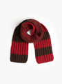 Hand Knit Long Muffler Cherry & Brown SUBLIMEROE (front detail) at Couverture & The Garbstore