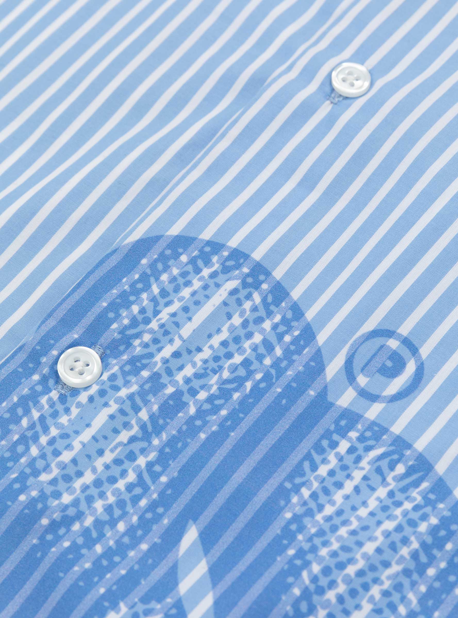 Flowers Stripe Shirt Blue & White PAWA SPEED SPORTS (detail) at Couverture & The Garbstore