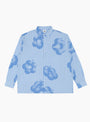 Flowers Stripe Shirt Blue & White PAWA SPEED SPORTS (front) at Couverture & The Garbstore