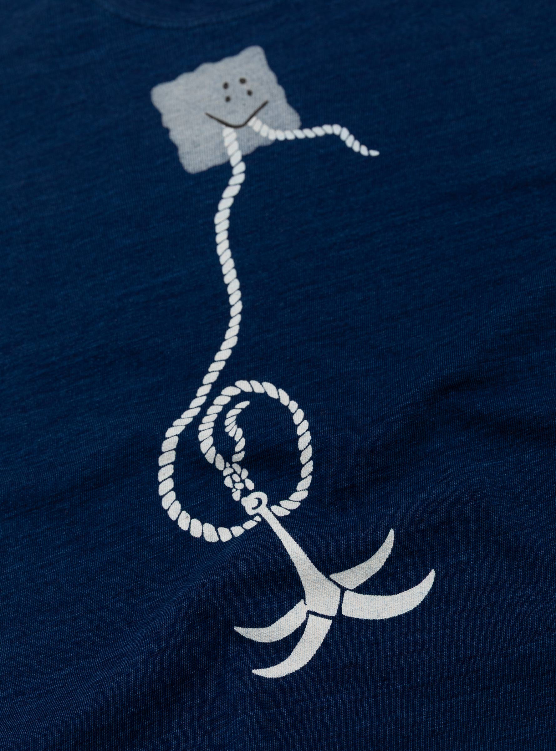 Peckish Anchor Jersey Crew Indigo KAPITAL (print detail) at Couverture & The Garbstore